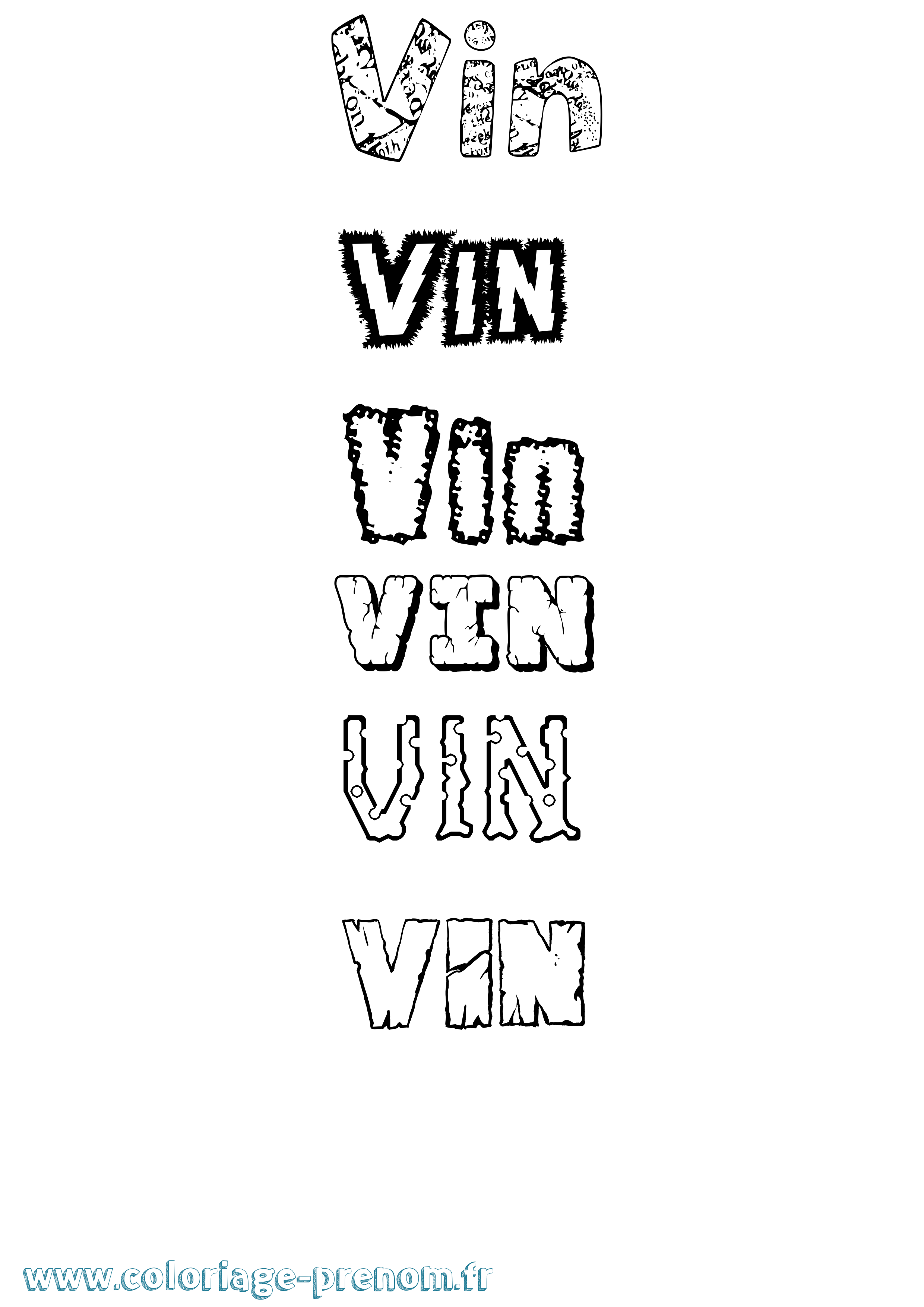 Coloriage Vin Destructuré Coloriage prénom Vin Destructuré