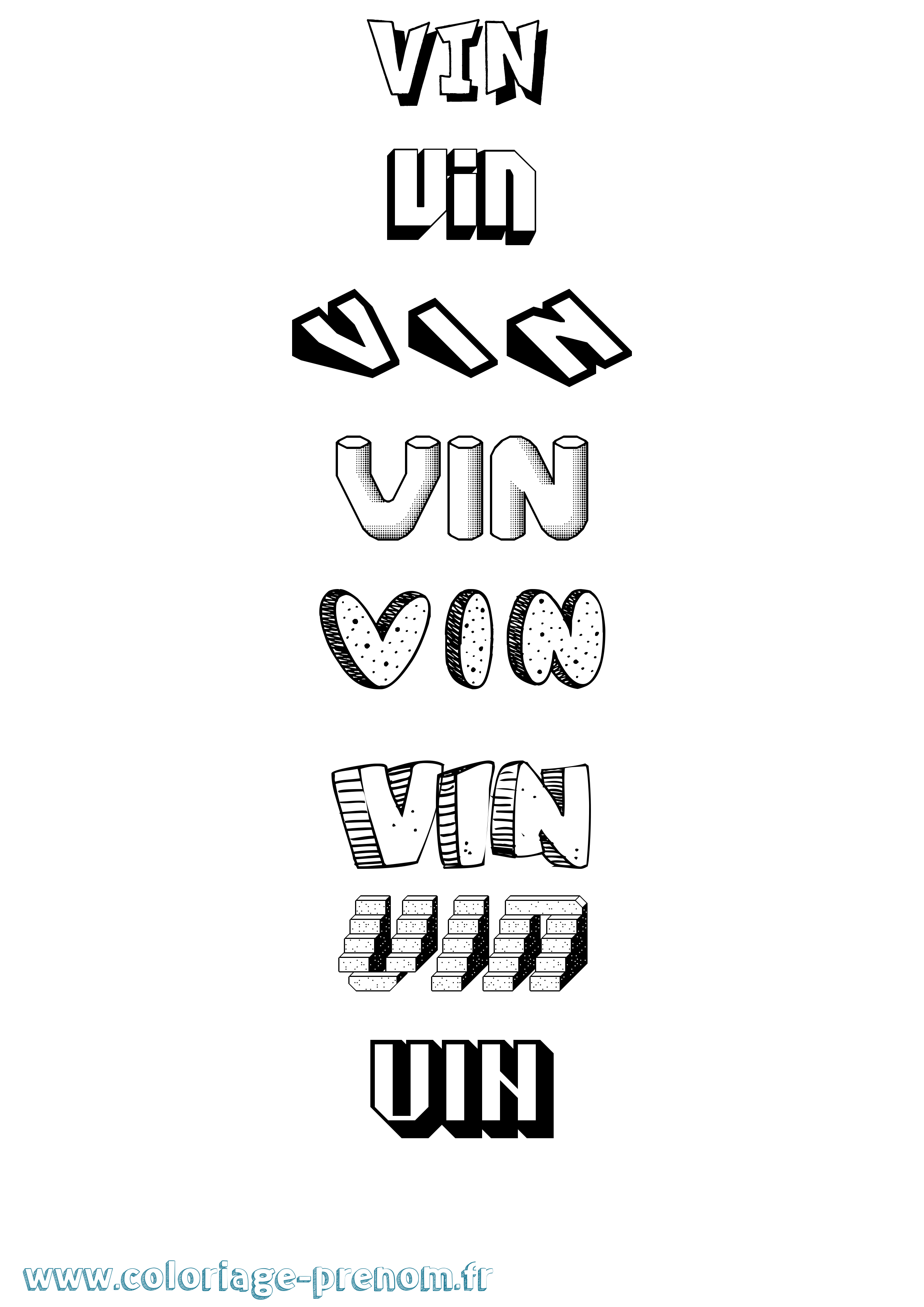 Coloriage Vin Effet 3D Coloriage prénom Vin Effet 3D