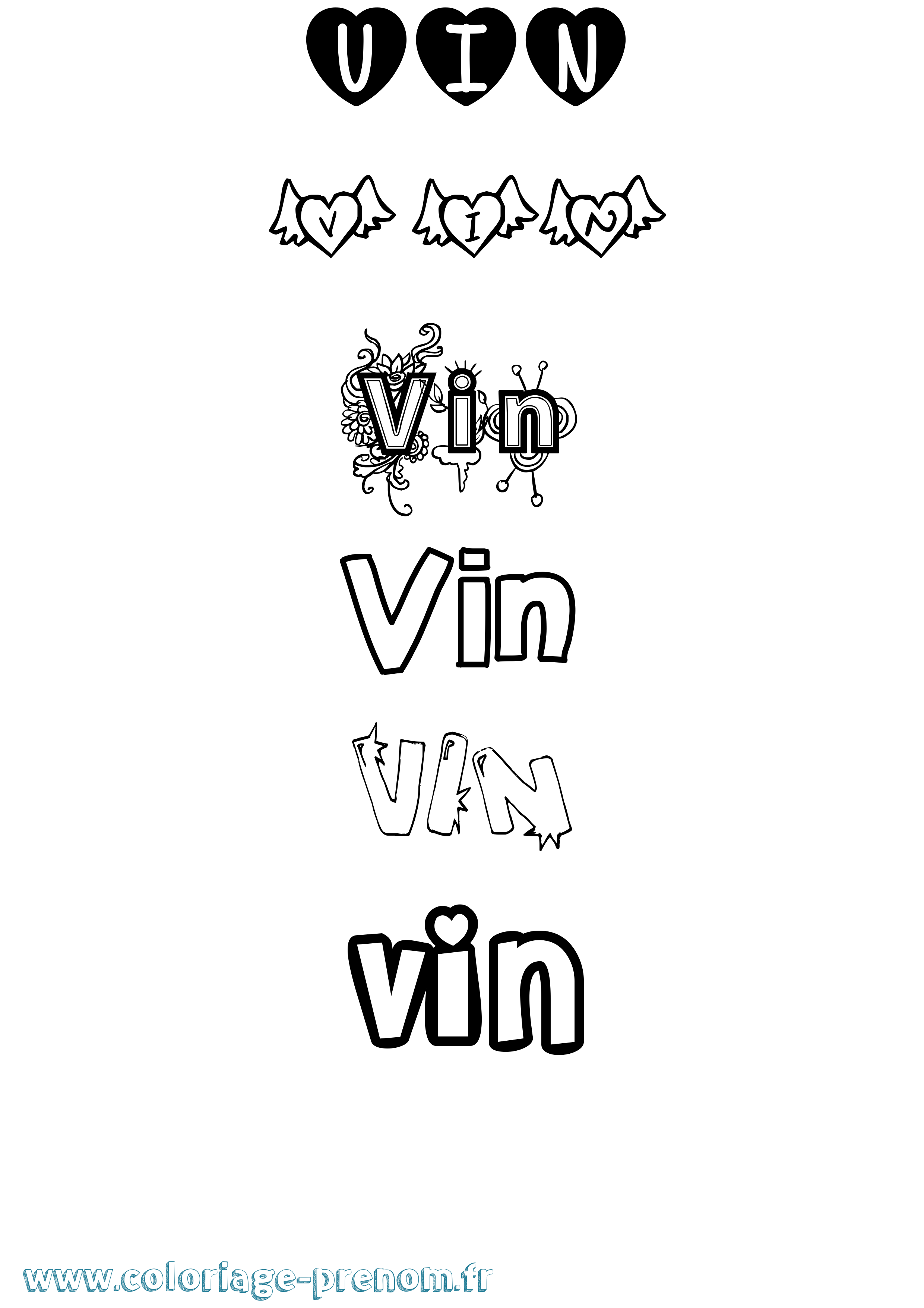 Coloriage Vin Girly Coloriage prénom Vin Girly