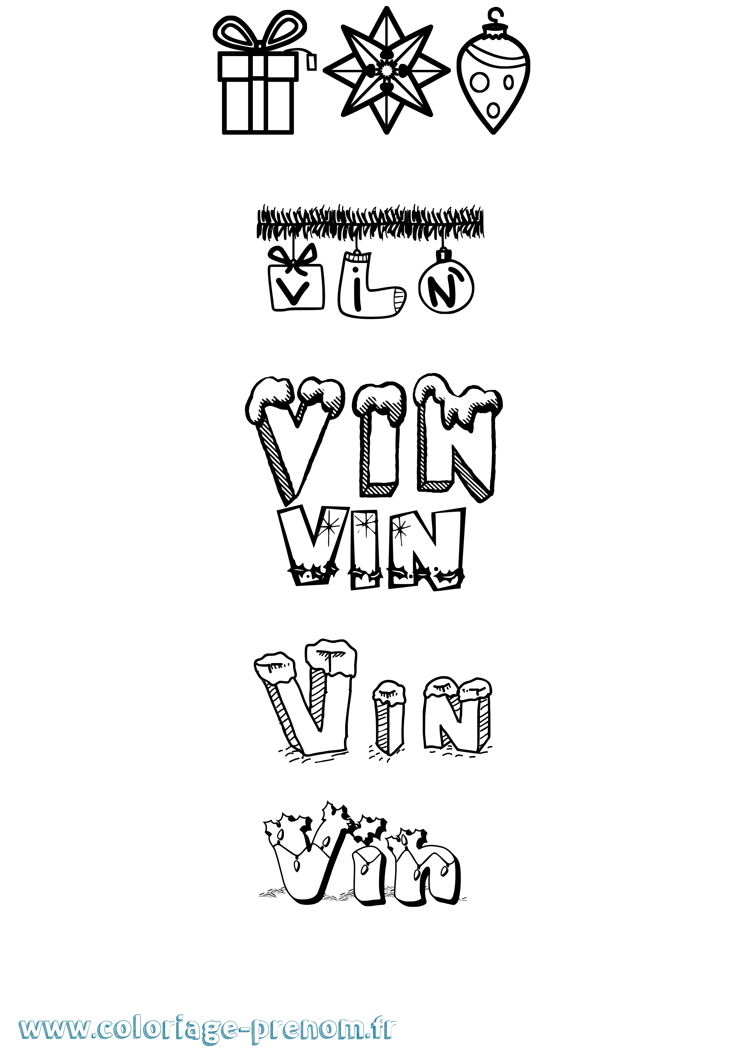 Coloriage Vin Noël Coloriage prénom Vin Noël