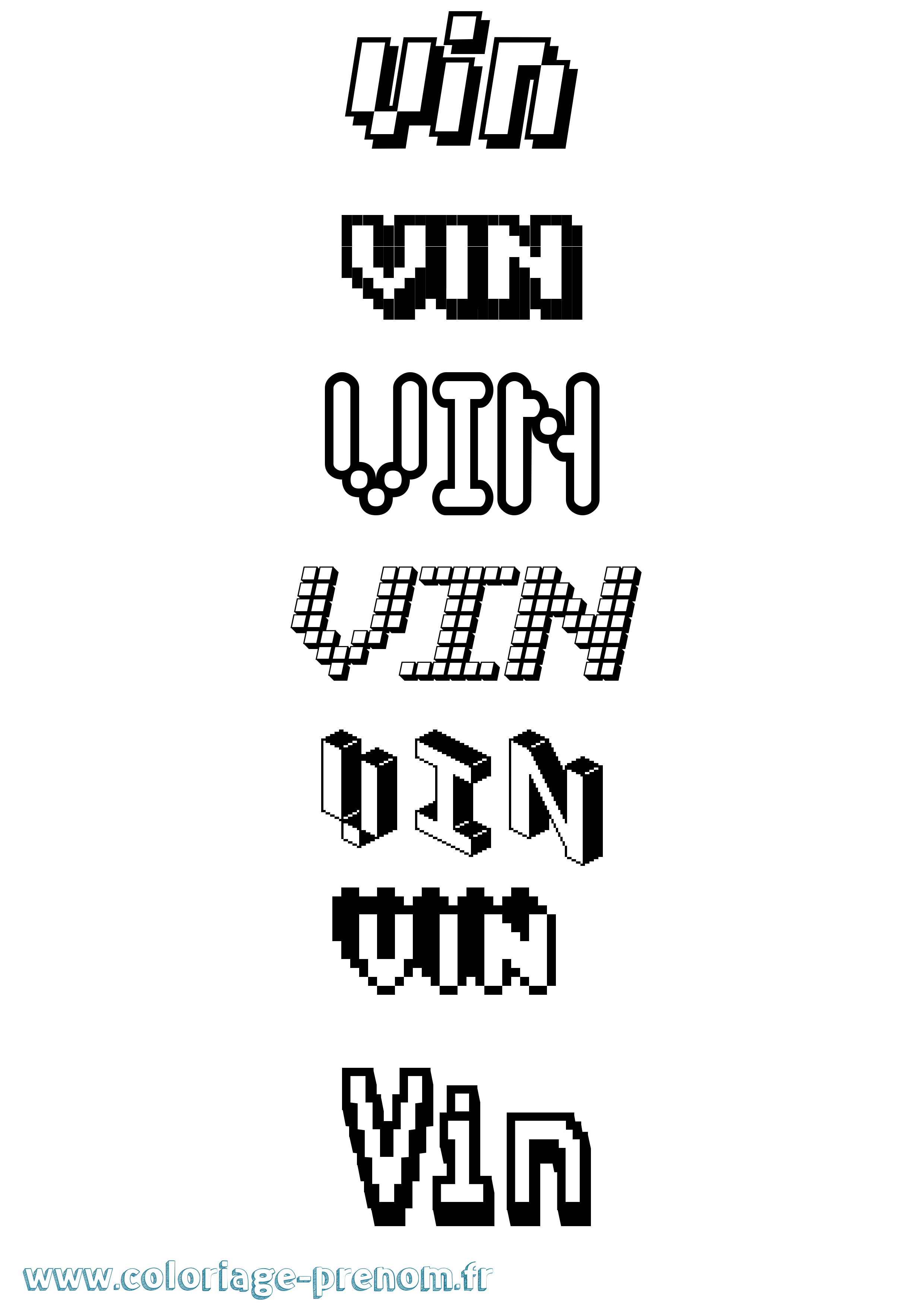 Coloriage Vin Pixel Coloriage prénom Vin Pixel