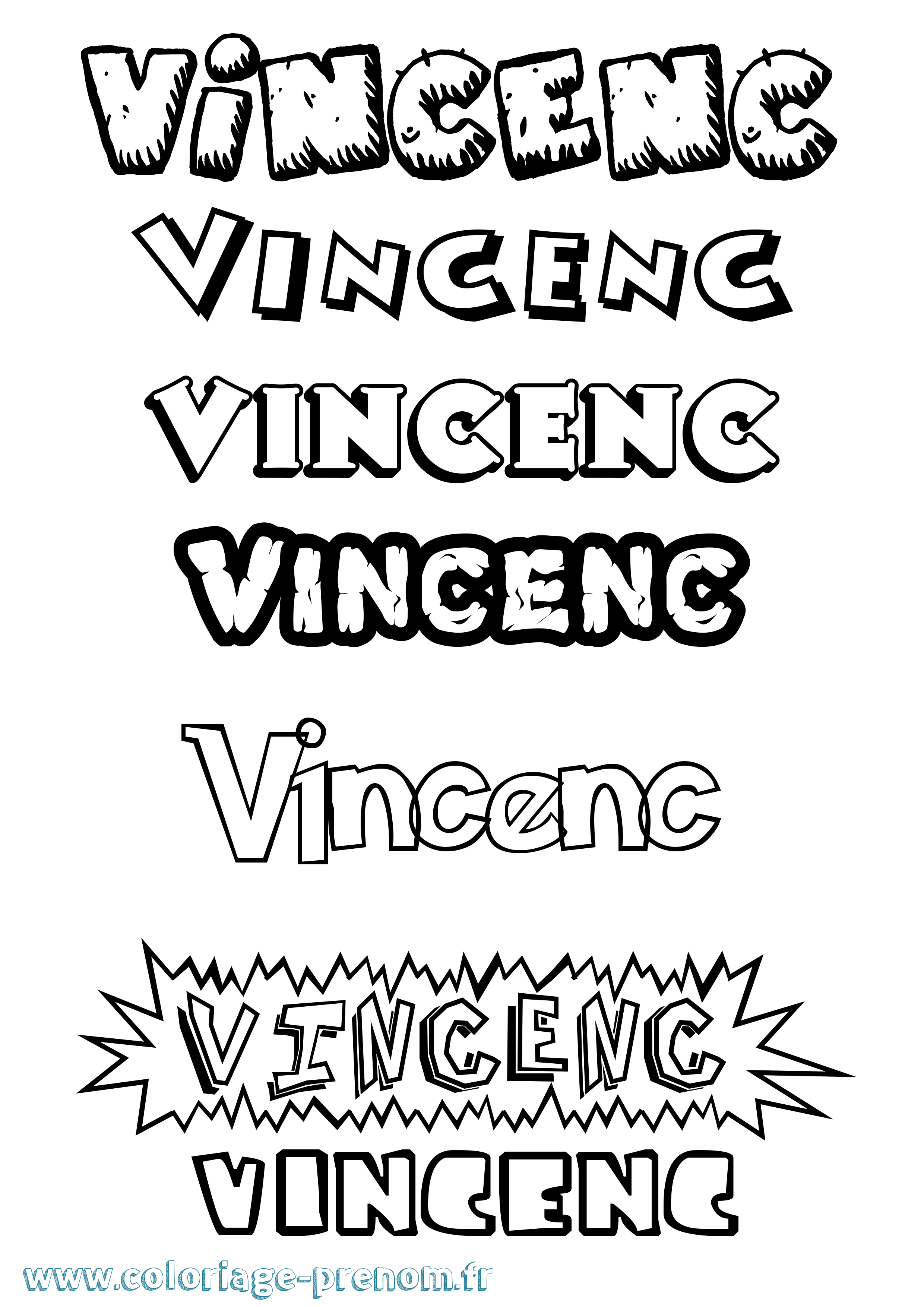 Coloriage Vincenc Dessin Animé Coloriage prénom Vincenc Dessin Animé