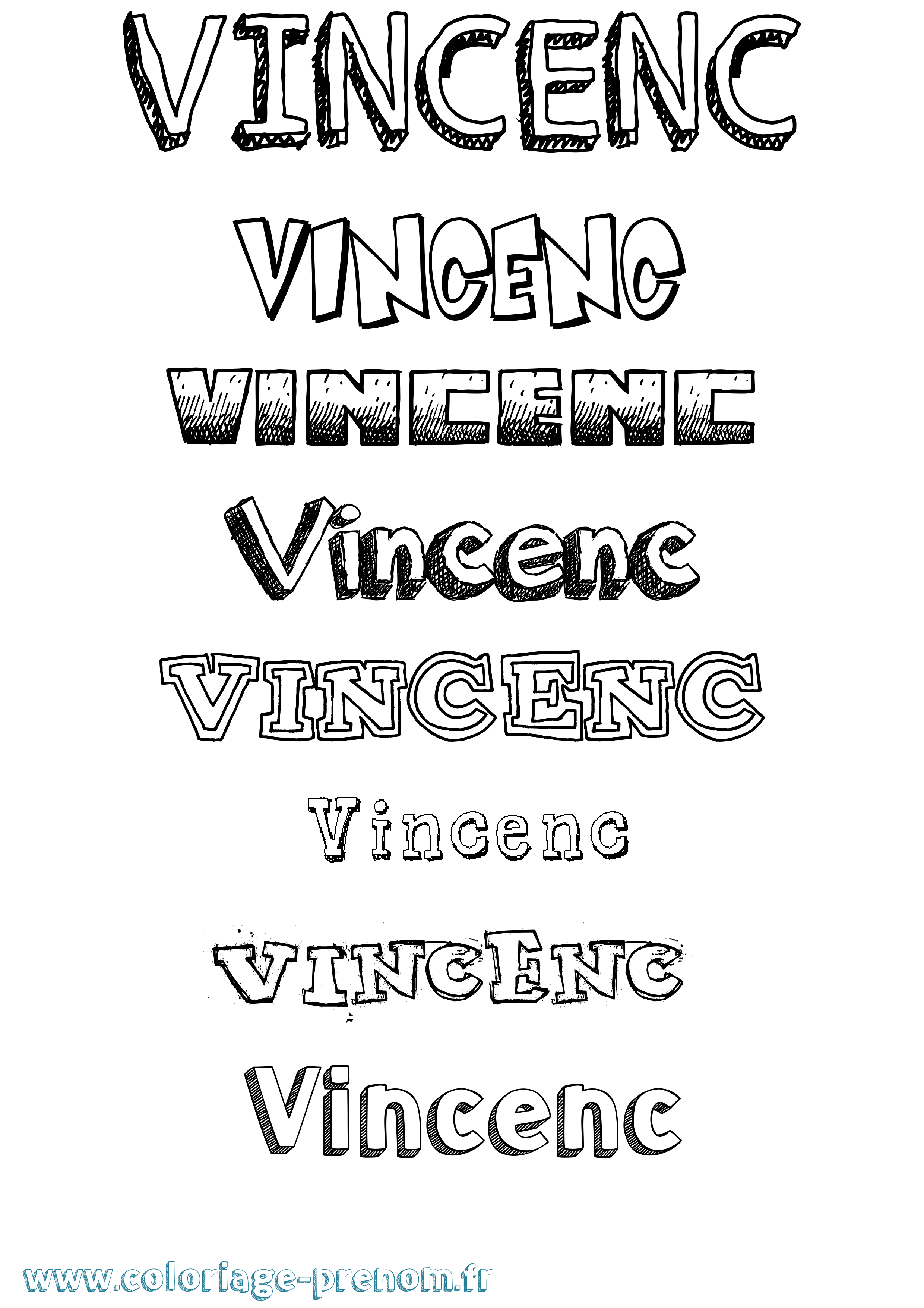 Coloriage Vincenc Dessiné Coloriage prénom Vincenc Dessiné