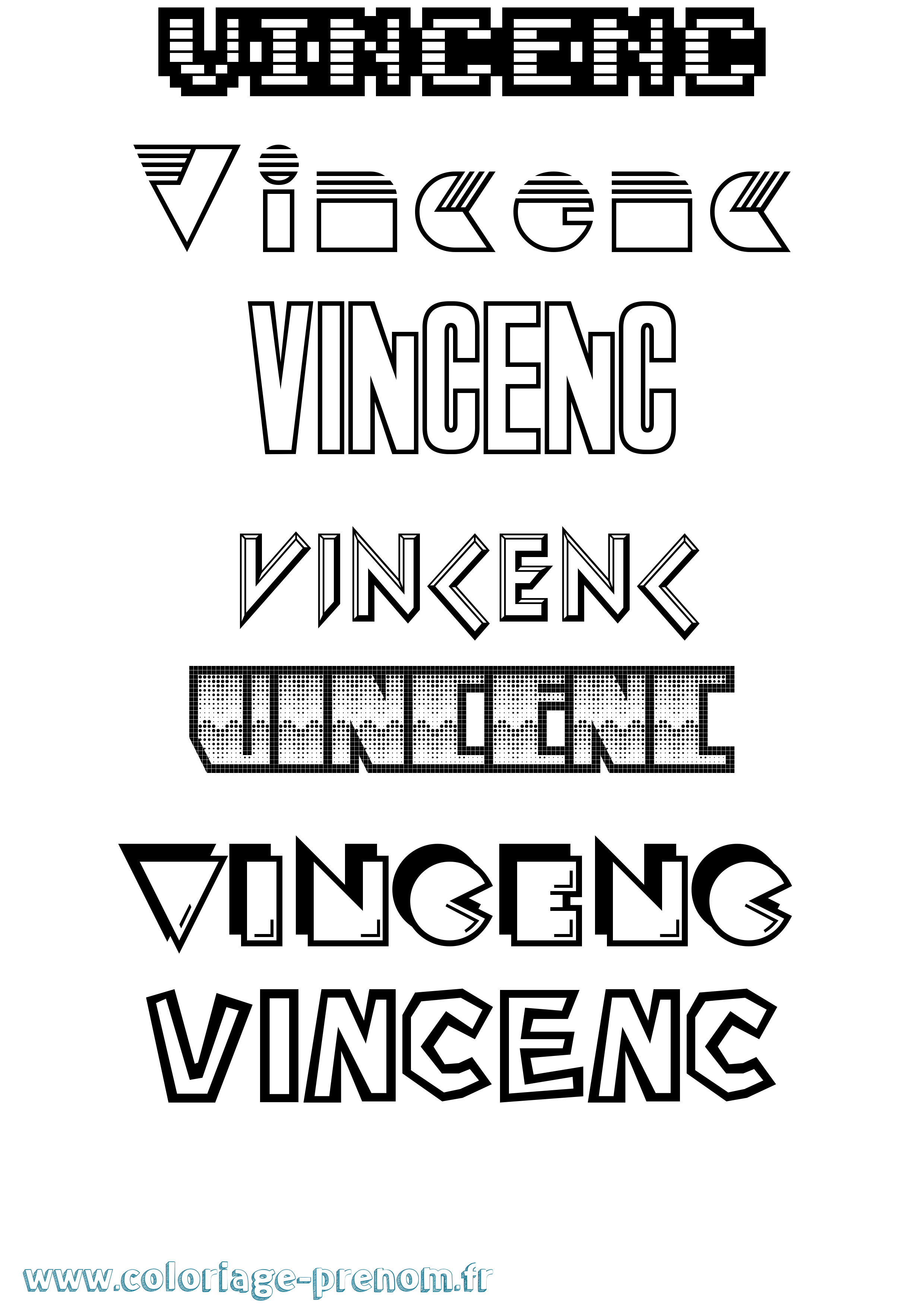Coloriage Vincenc Jeux Vidéos Coloriage prénom Vincenc Jeux Vidéos
