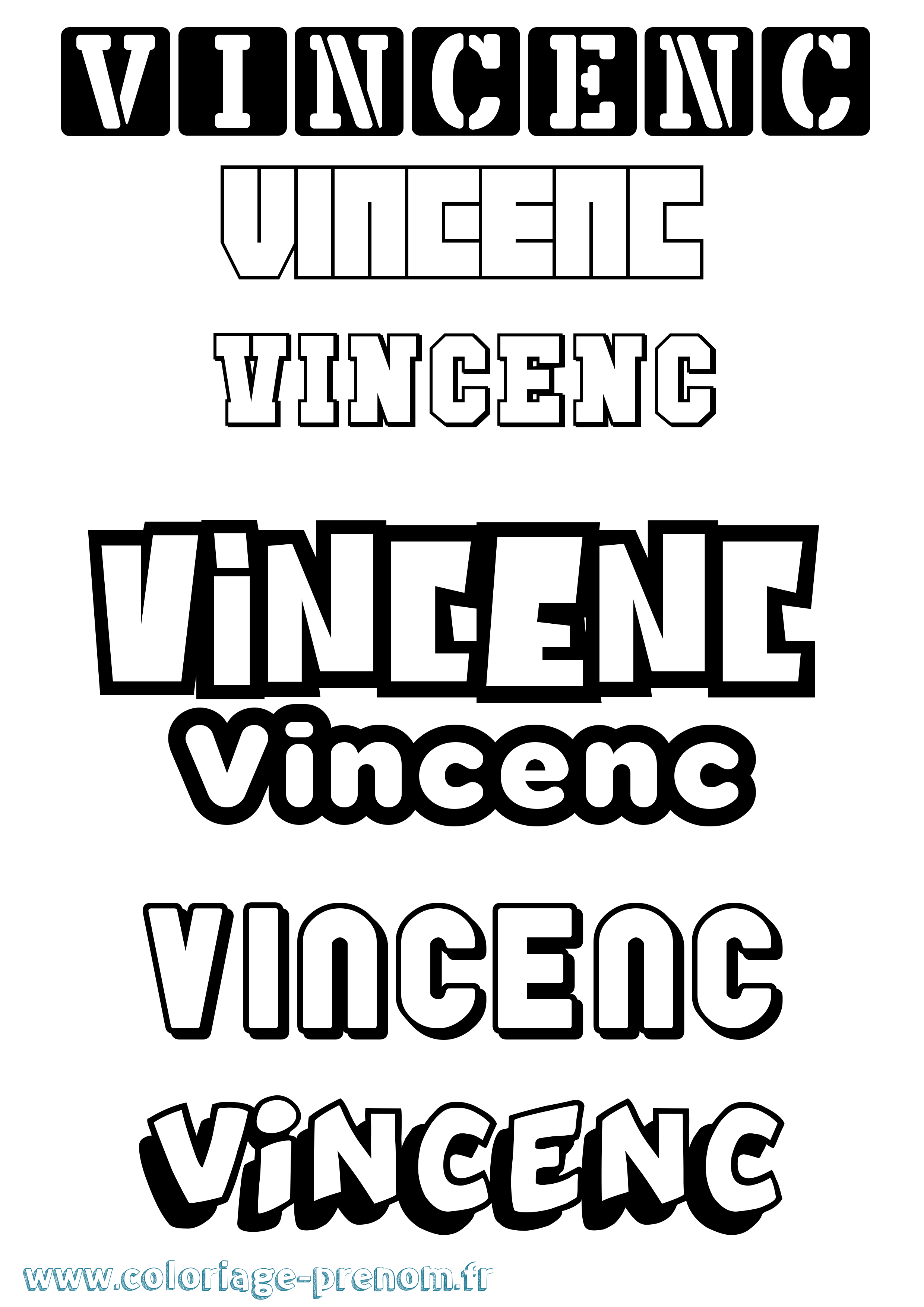 Coloriage Vincenc Simple Coloriage prénom Vincenc Simple