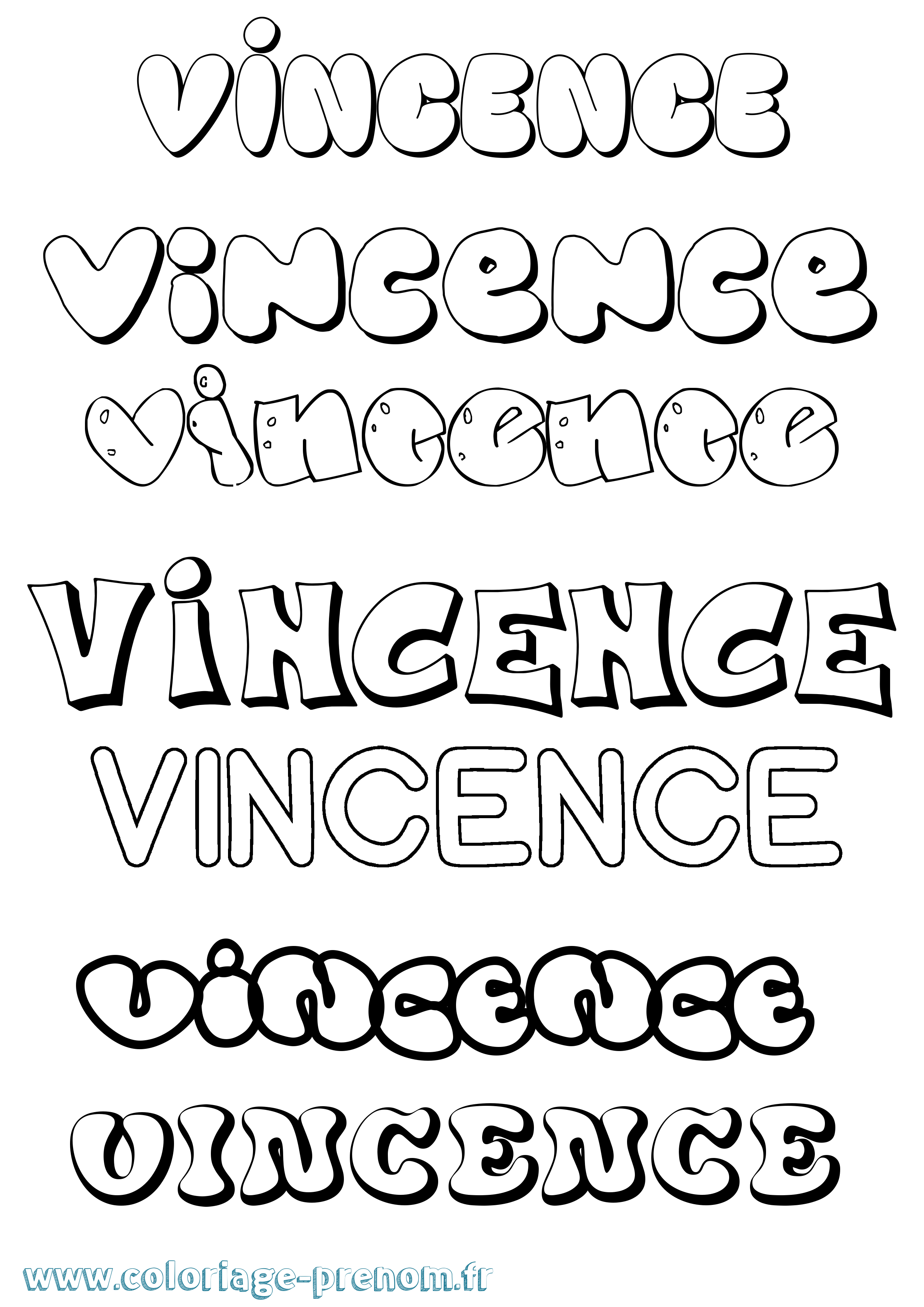 Coloriage Vincence Bubble Coloriage prénom Vincence Bubble