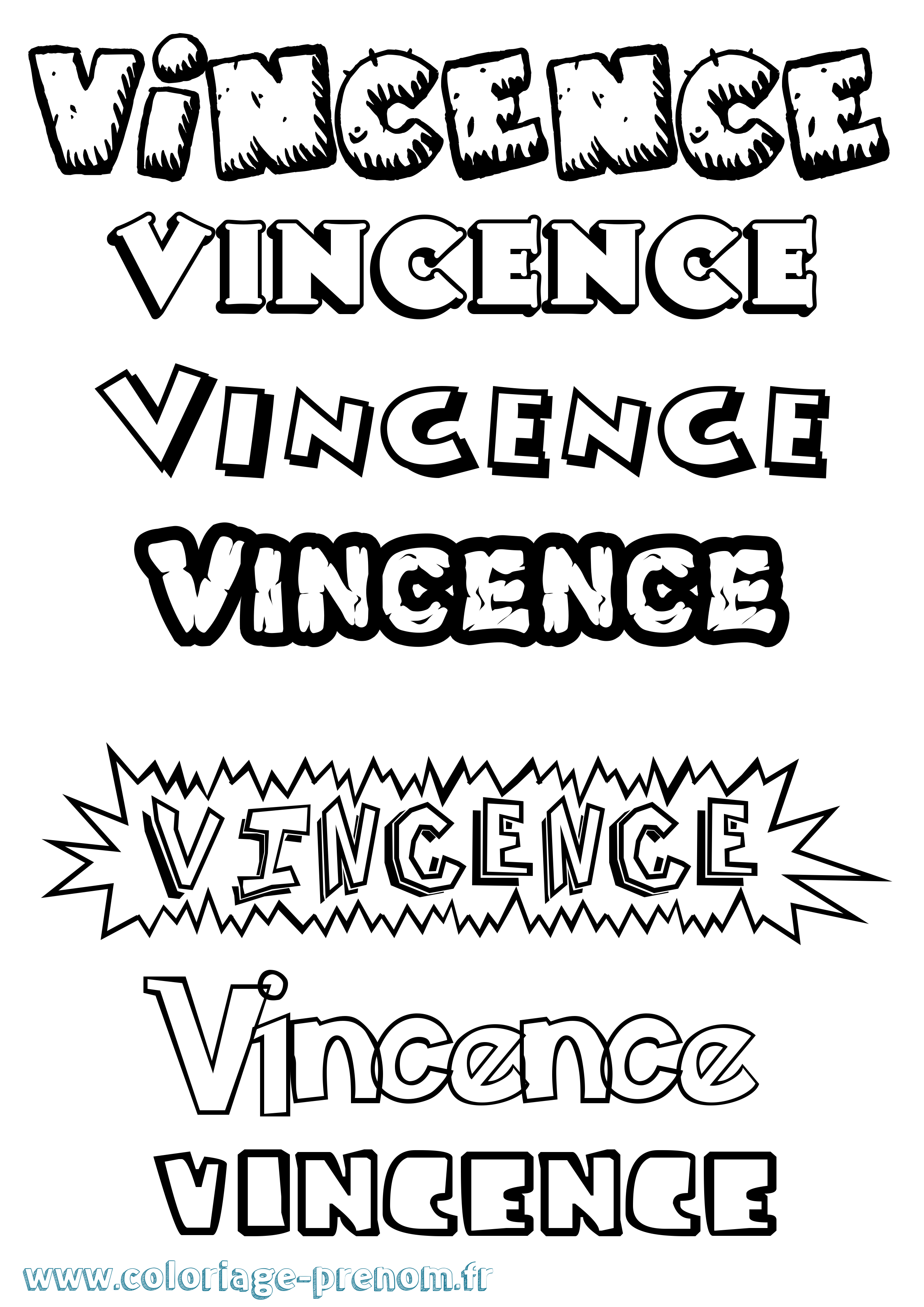 Coloriage Vincence Dessin Animé Coloriage prénom Vincence Dessin Animé