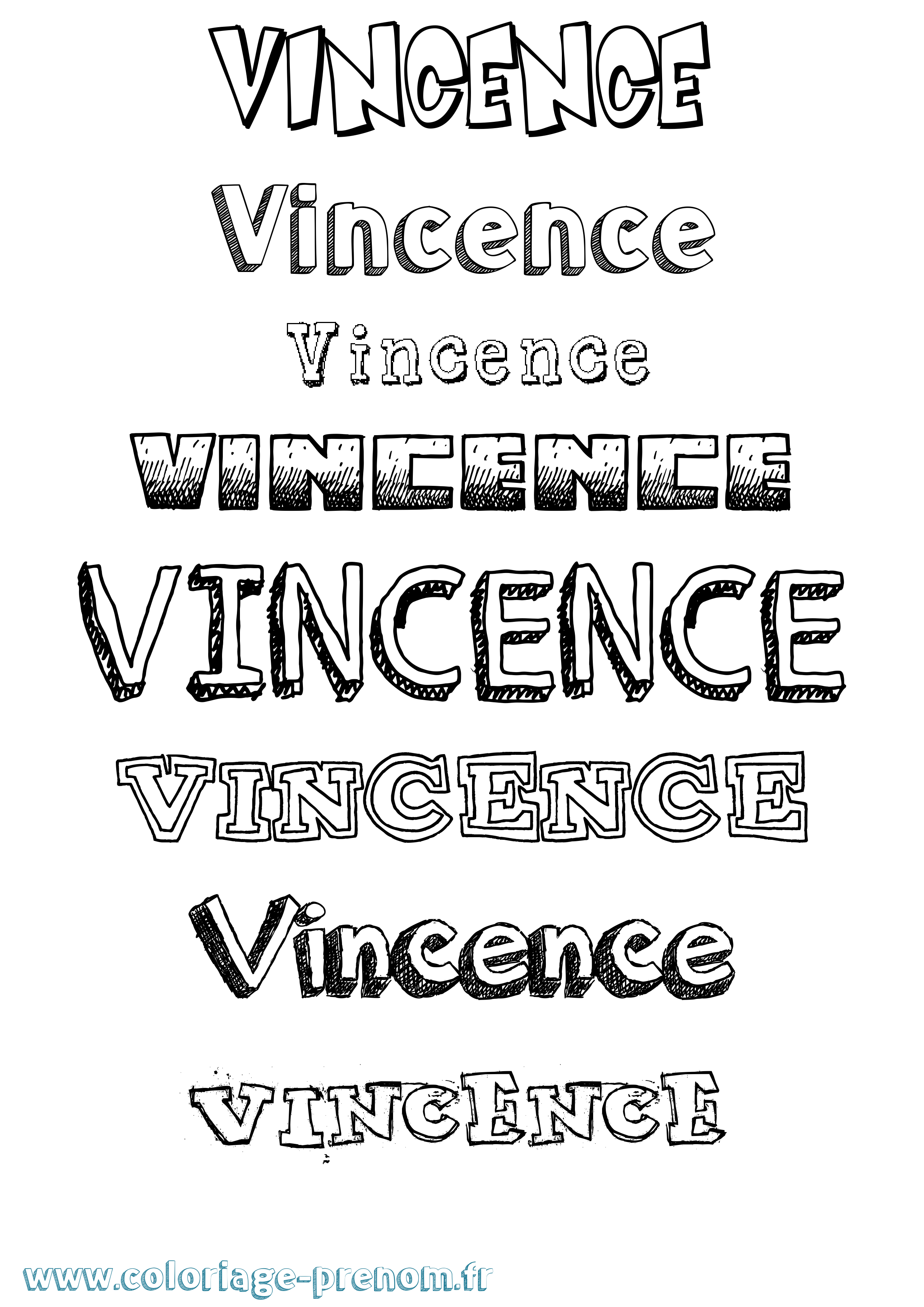 Coloriage Vincence Dessiné Coloriage prénom Vincence Dessiné