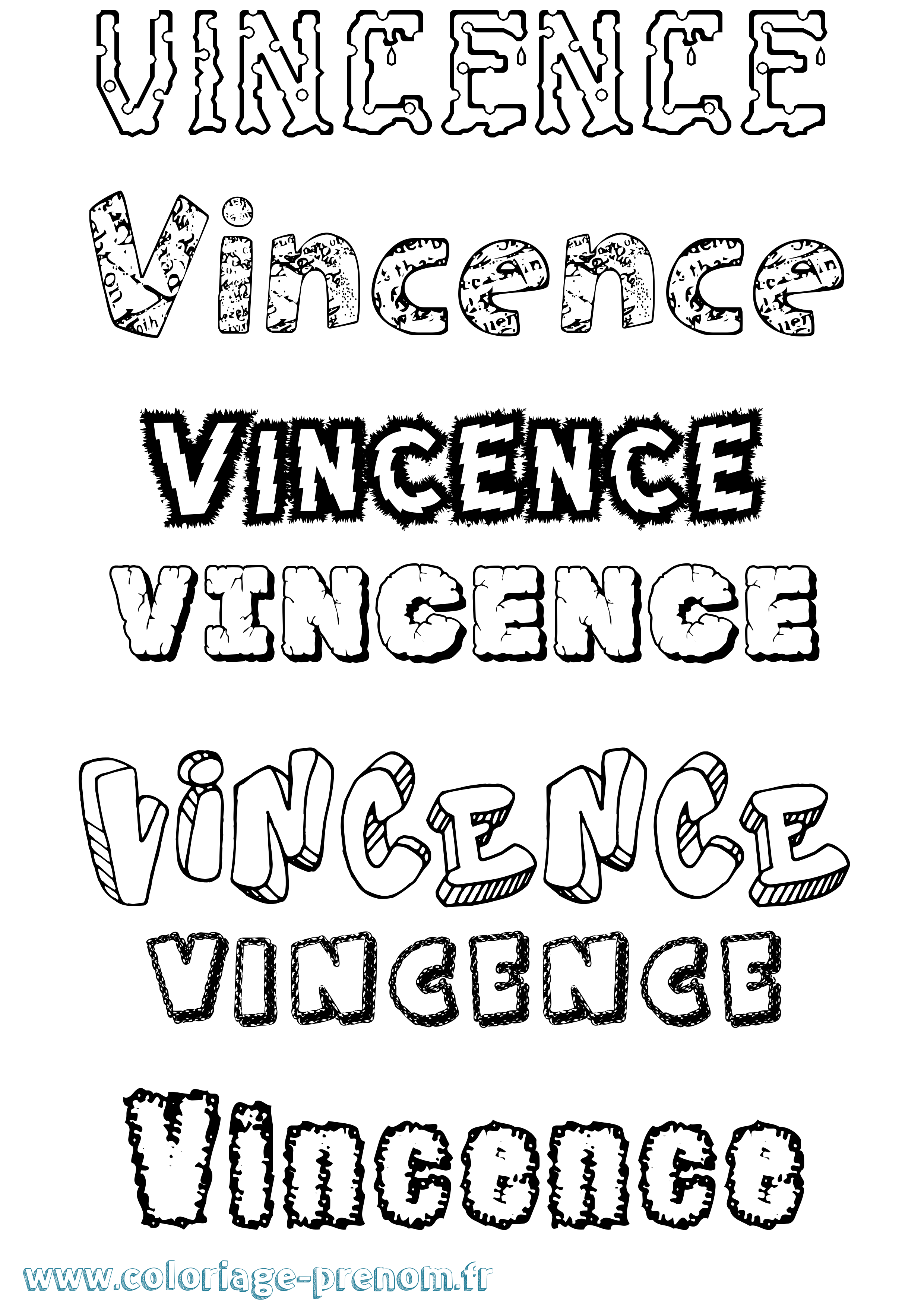 Coloriage Vincence Destructuré Coloriage prénom Vincence Destructuré