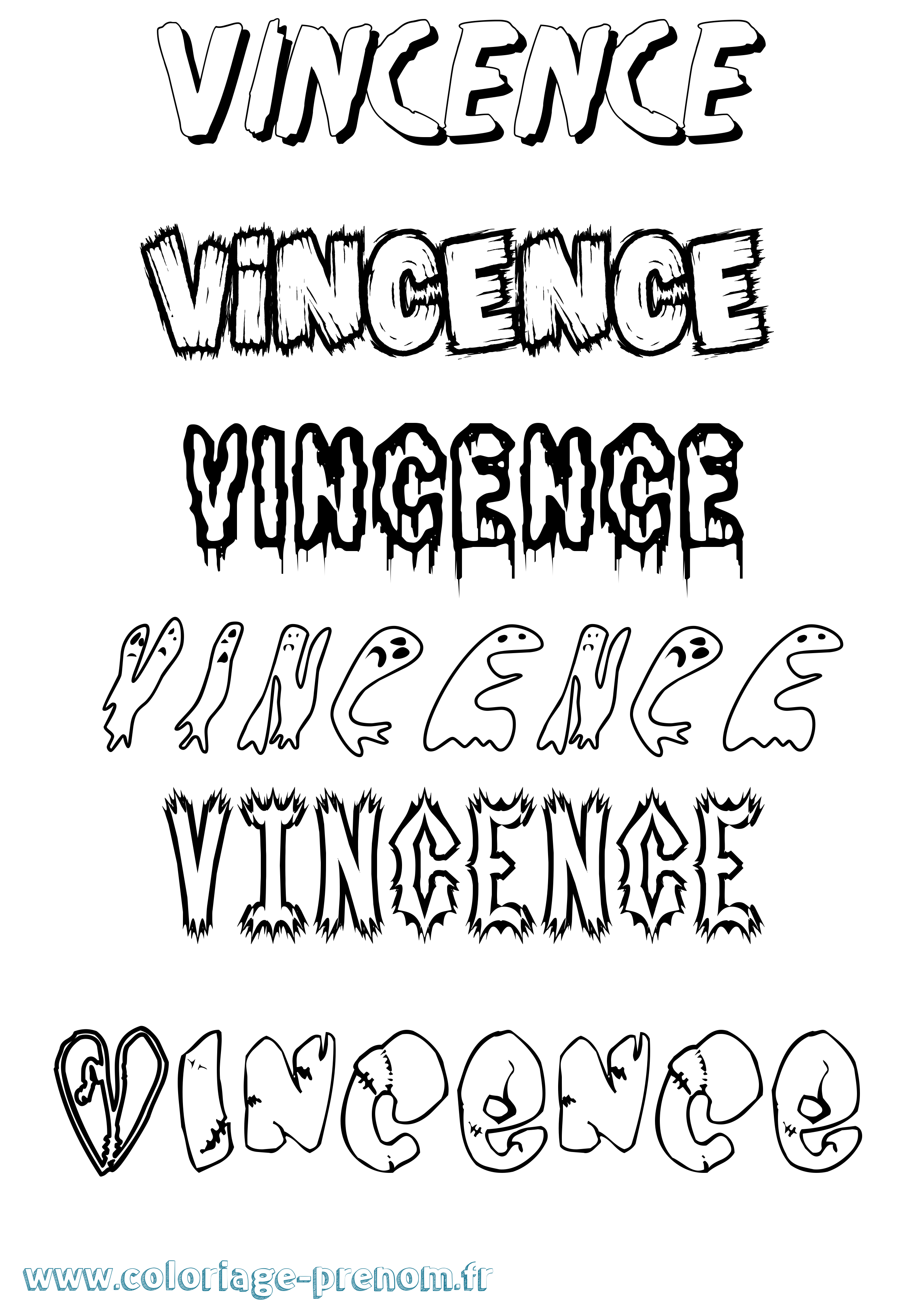 Coloriage Vincence Frisson Coloriage prénom Vincence Frisson
