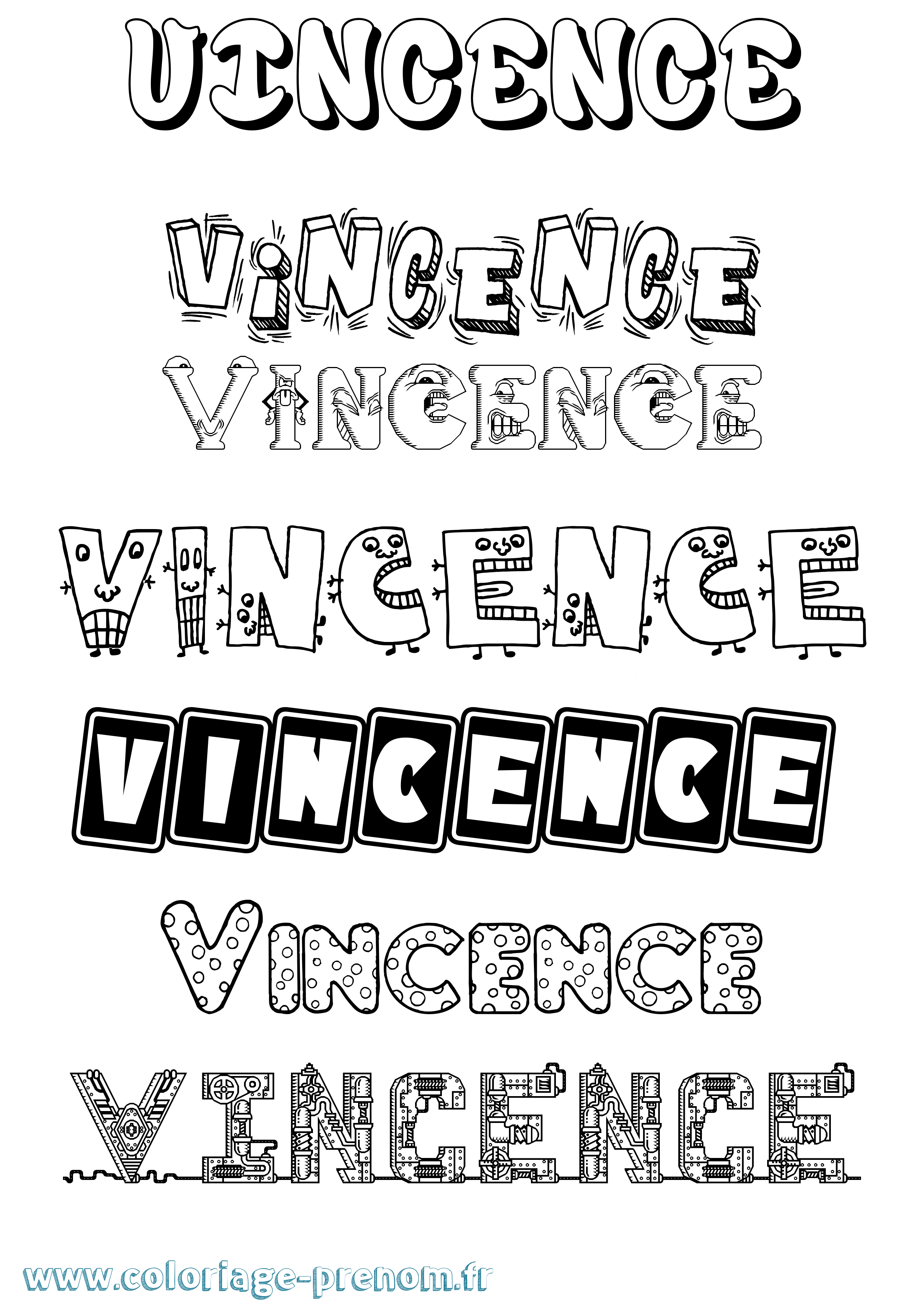 Coloriage Vincence Fun Coloriage prénom Vincence Fun