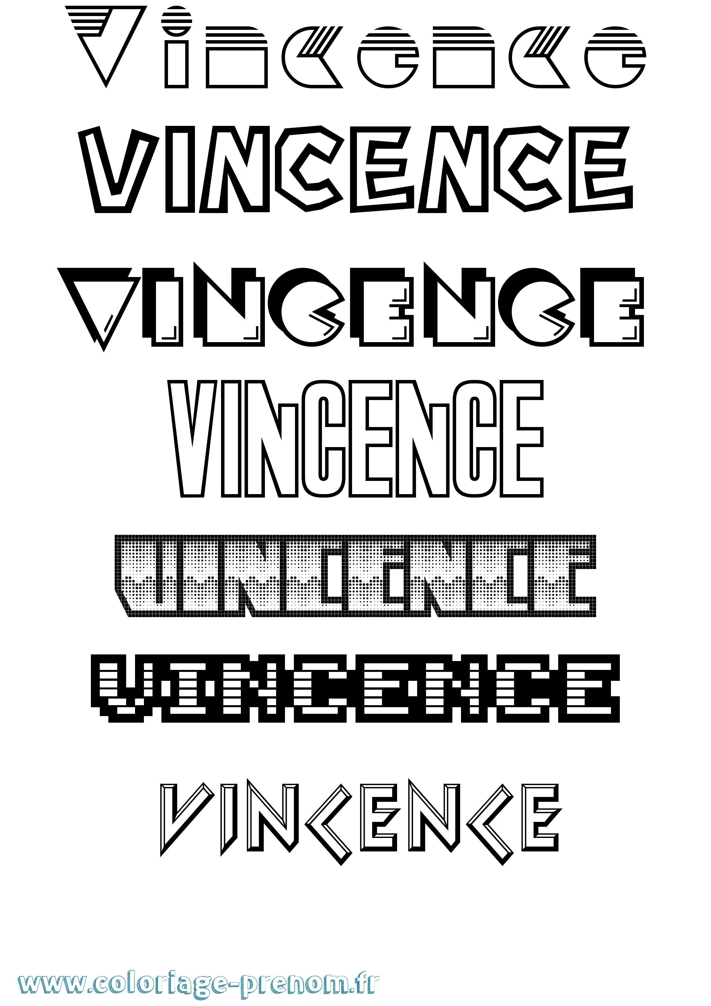 Coloriage Vincence Jeux Vidéos Coloriage prénom Vincence Jeux Vidéos