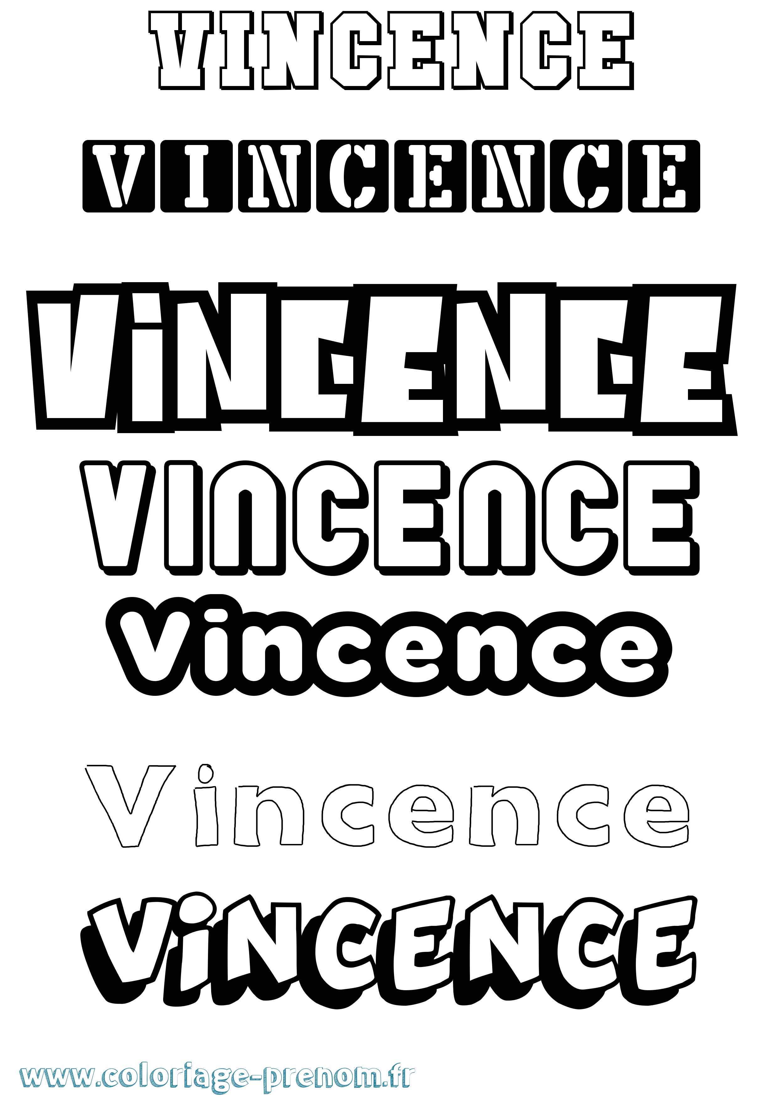 Coloriage Vincence Simple Coloriage prénom Vincence Simple