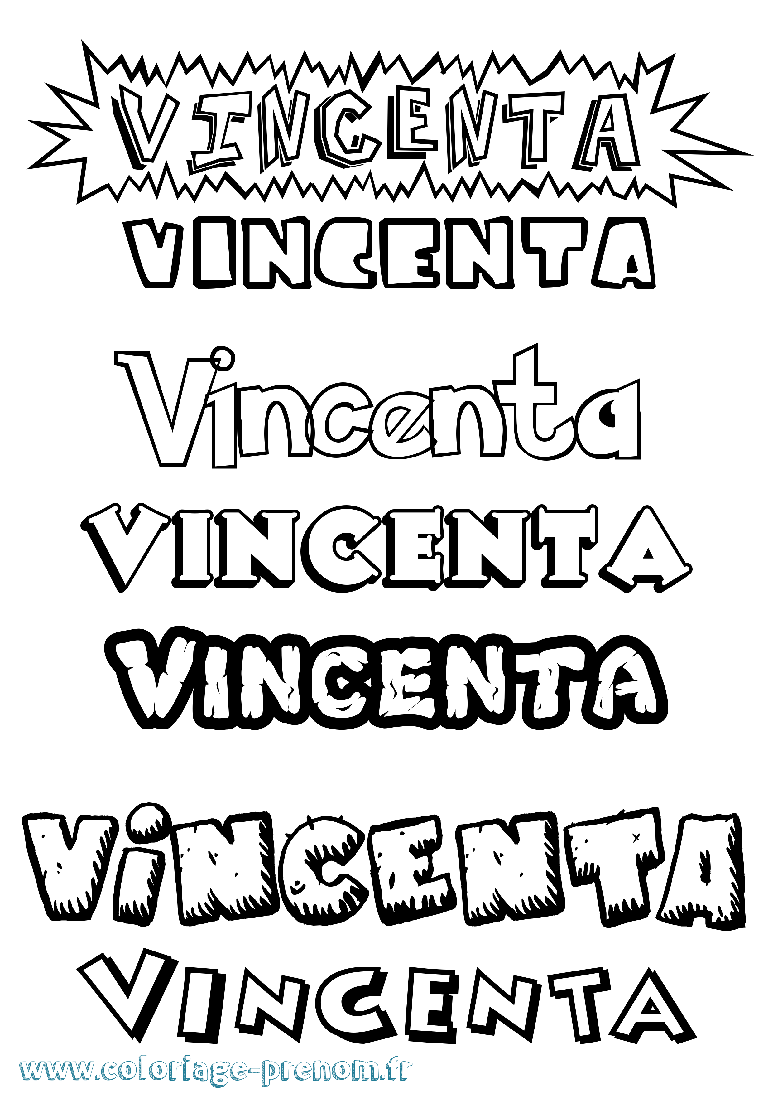 Coloriage Vincenta Dessin Animé Coloriage prénom Vincenta Dessin Animé