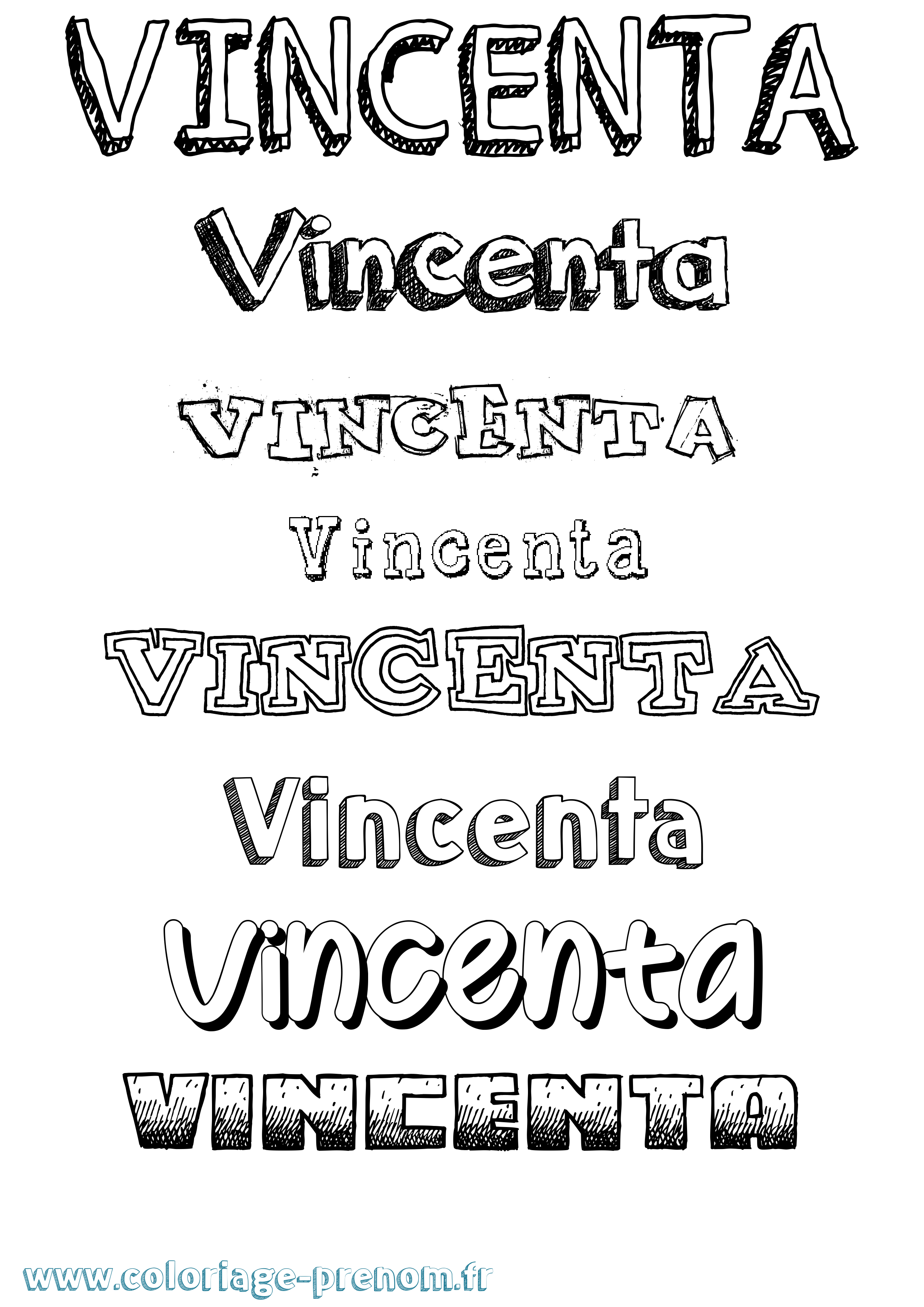 Coloriage Vincenta Dessiné Coloriage prénom Vincenta Dessiné