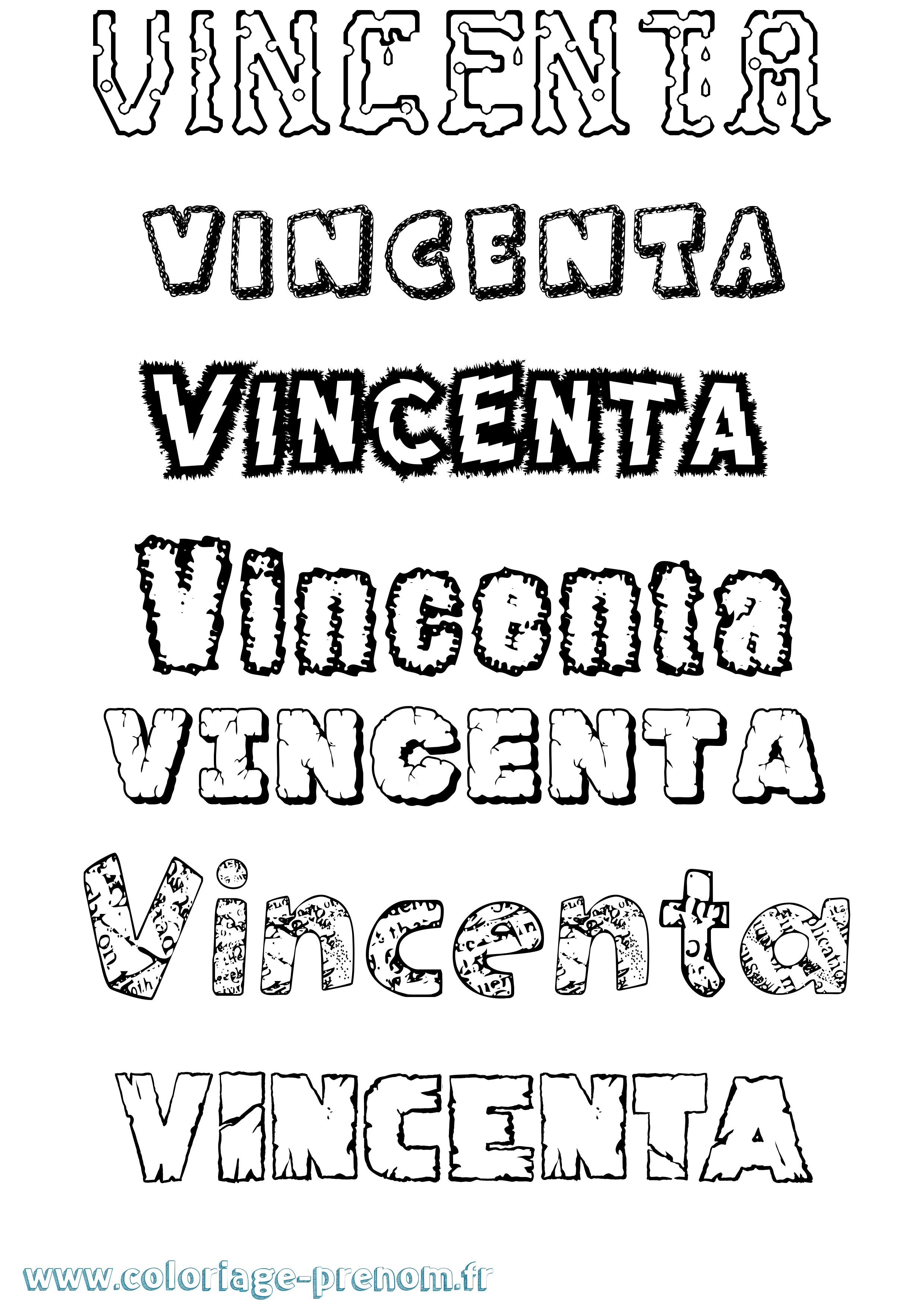 Coloriage Vincenta Destructuré Coloriage prénom Vincenta Destructuré