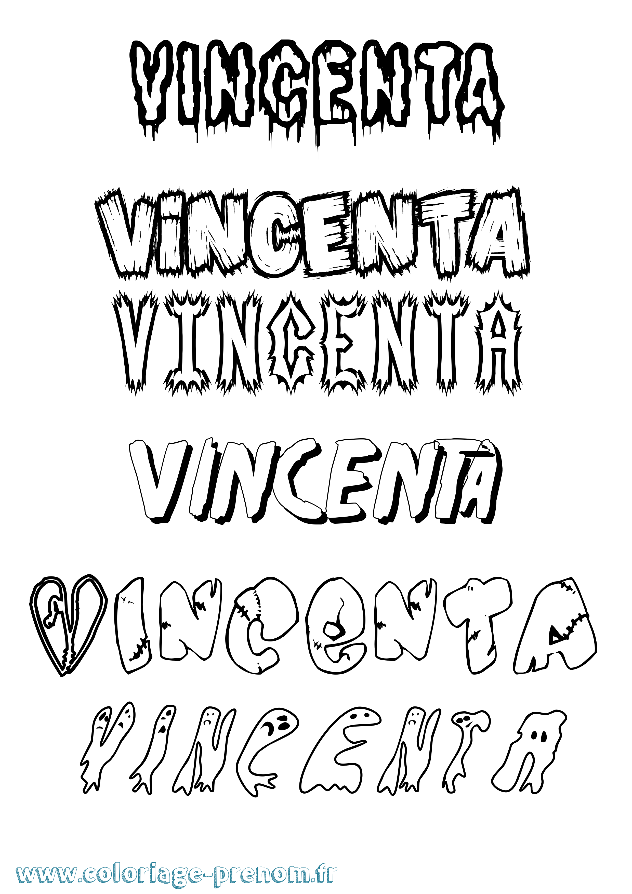 Coloriage Vincenta Frisson Coloriage prénom Vincenta Frisson