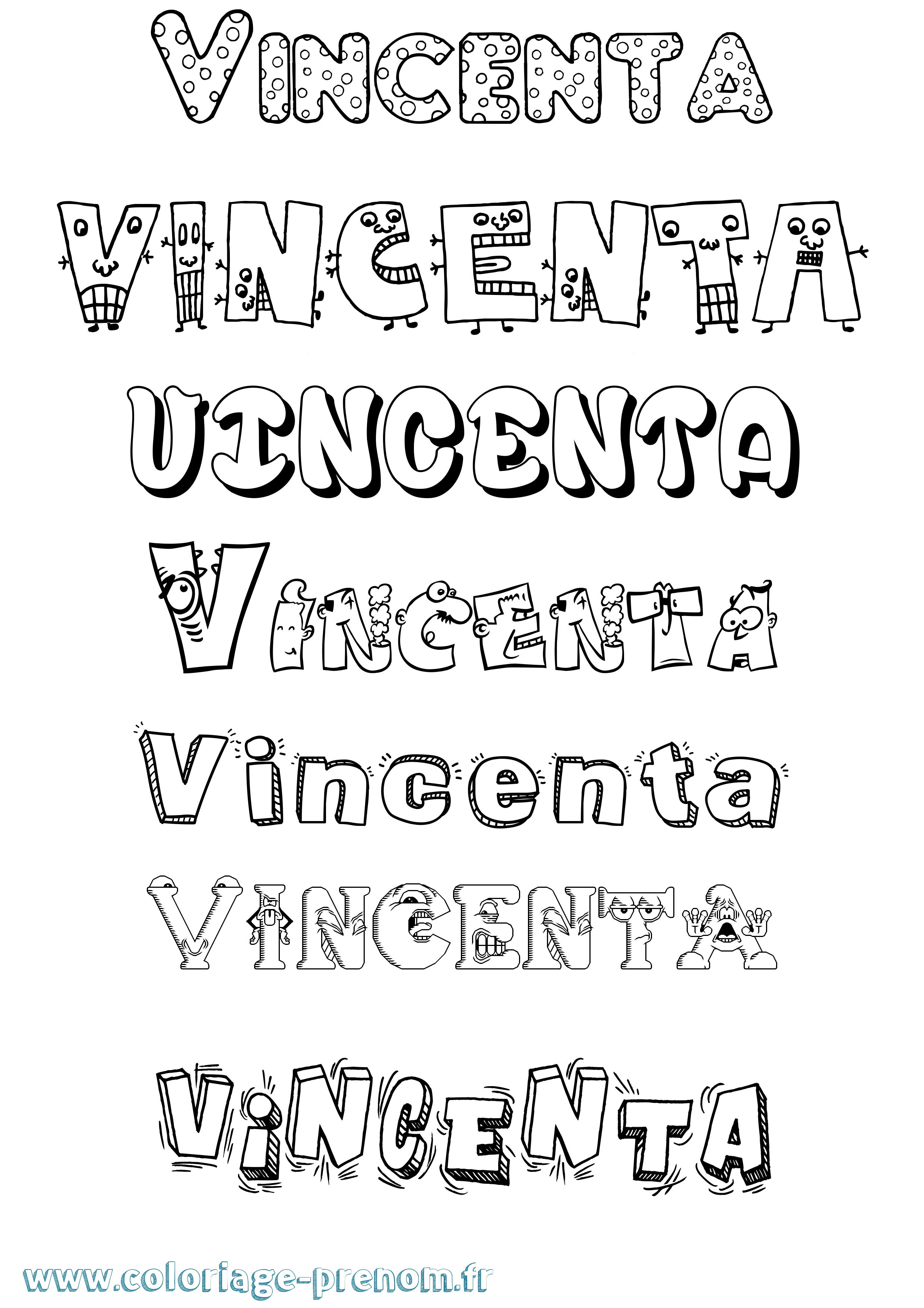 Coloriage Vincenta Fun Coloriage prénom Vincenta Fun