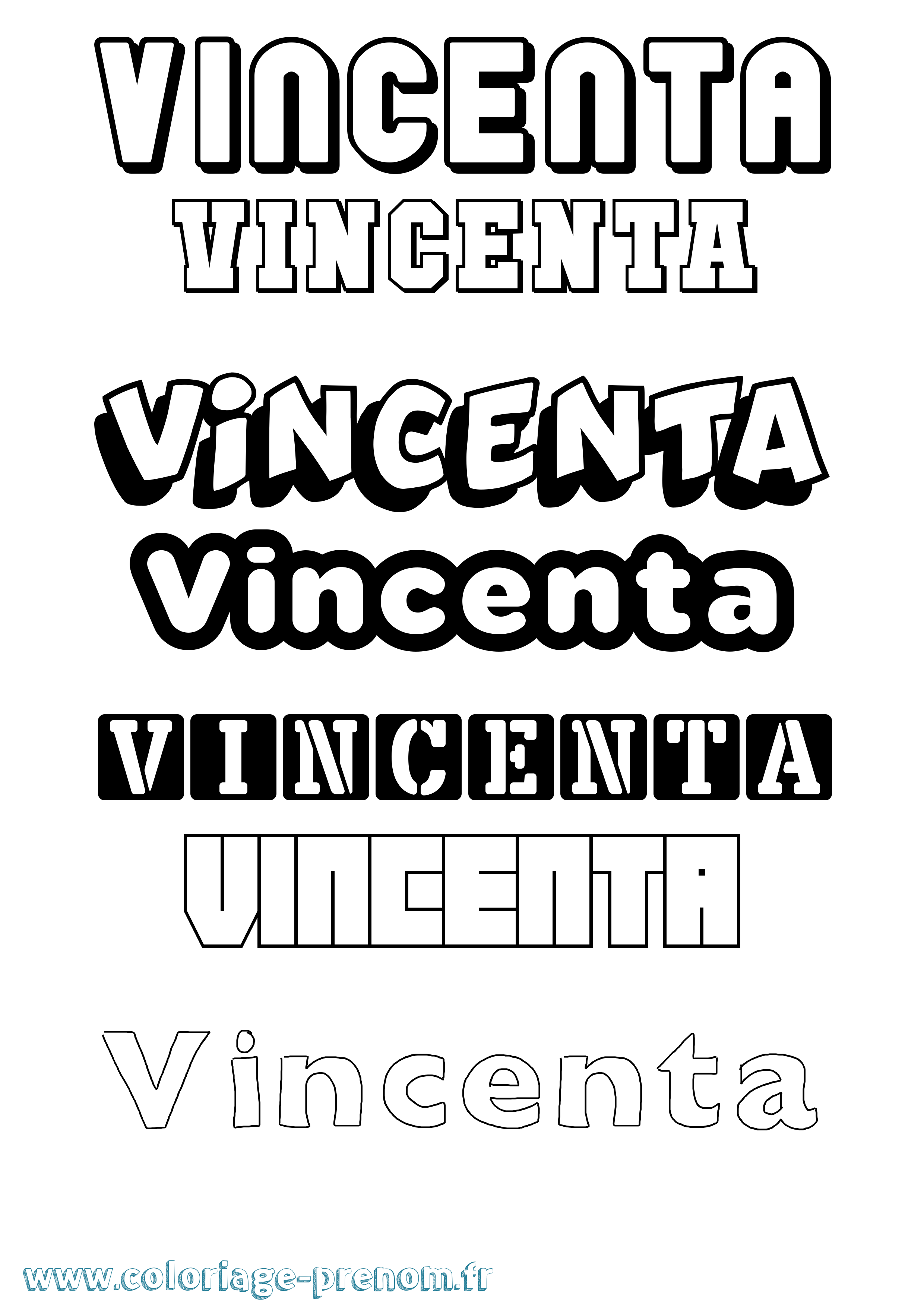 Coloriage Vincenta Simple Coloriage prénom Vincenta Simple