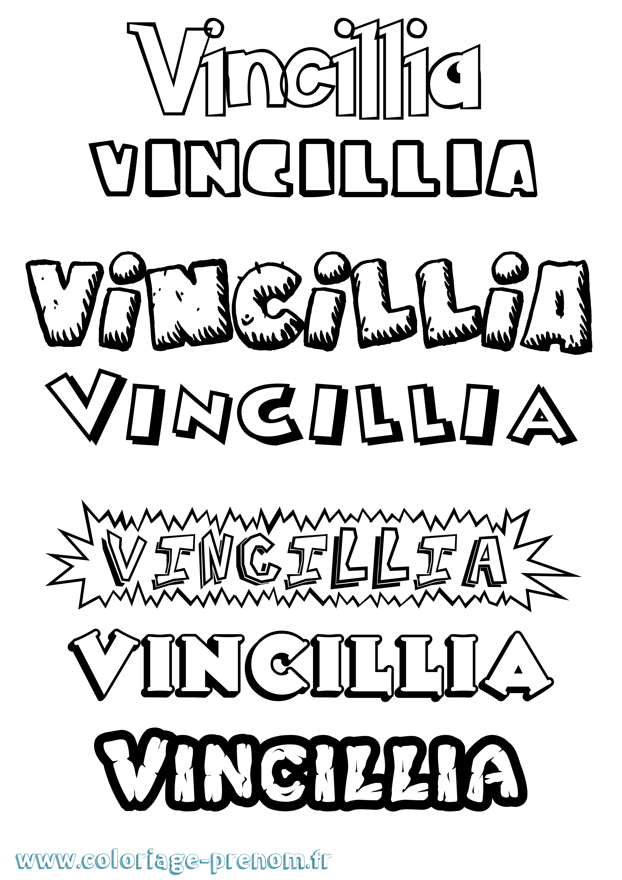 Coloriage Vincillia Dessin Animé Coloriage prénom Vincillia Dessin Animé