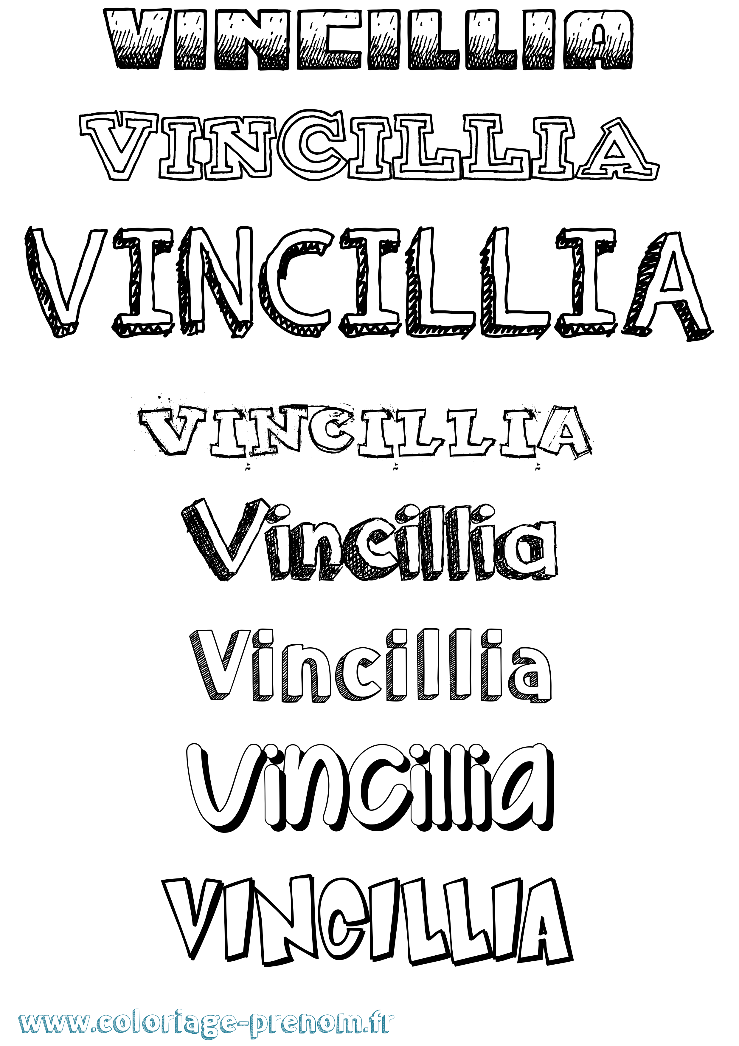 Coloriage Vincillia Dessiné Coloriage prénom Vincillia Dessiné