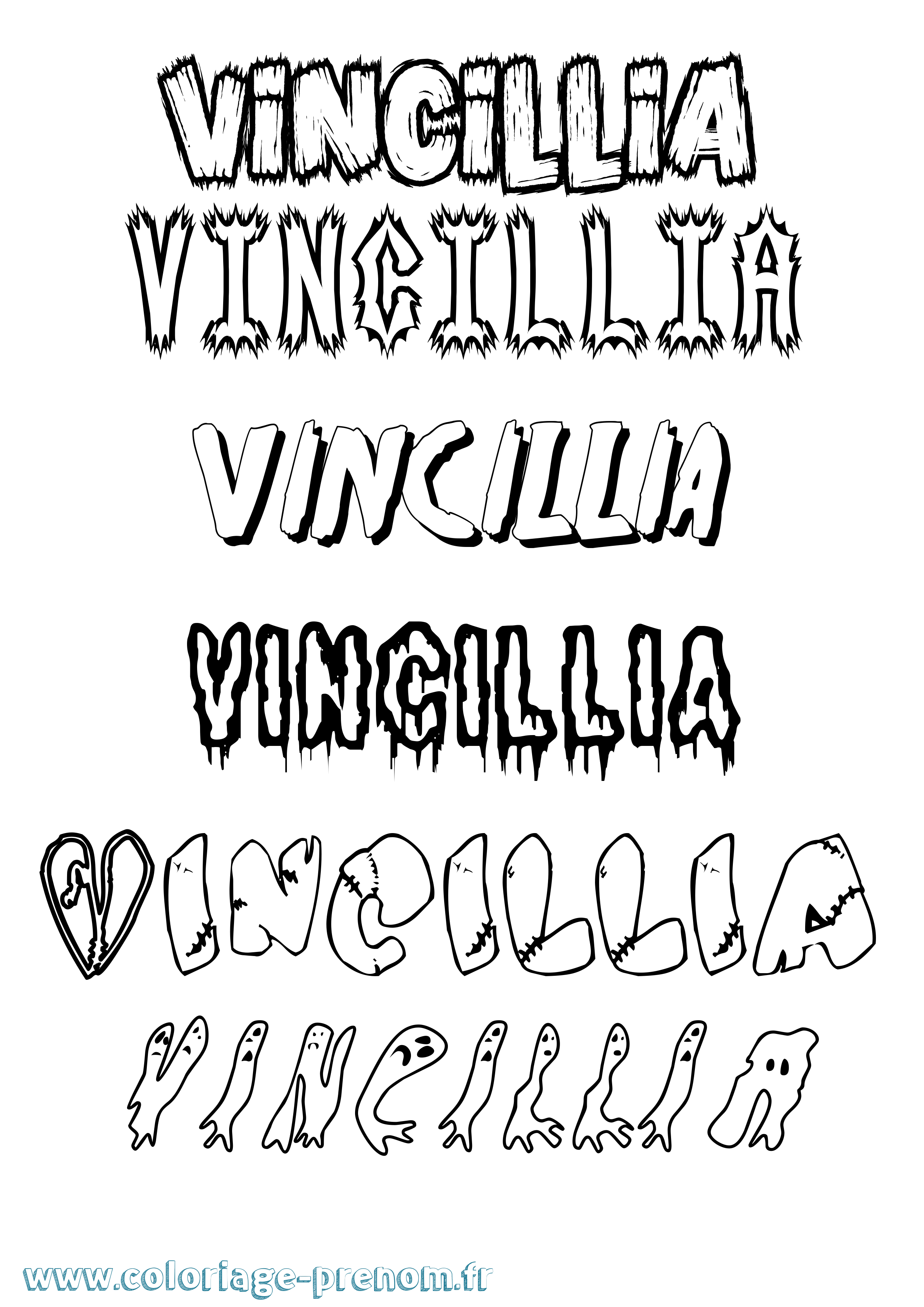 Coloriage Vincillia Frisson Coloriage prénom Vincillia Frisson