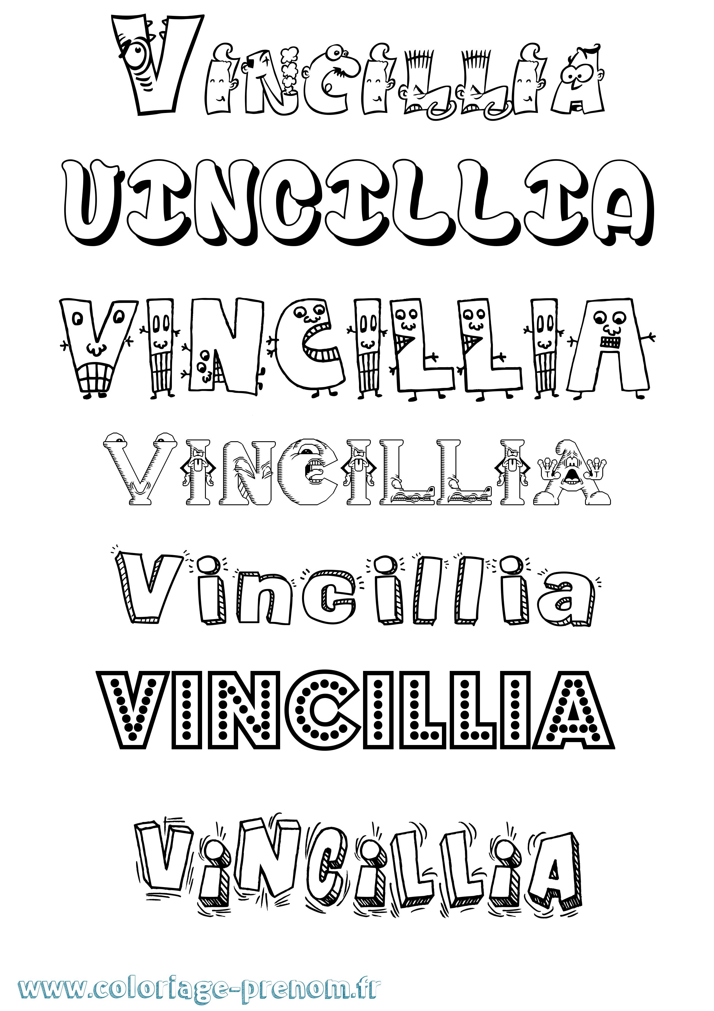 Coloriage Vincillia Fun Coloriage prénom Vincillia Fun
