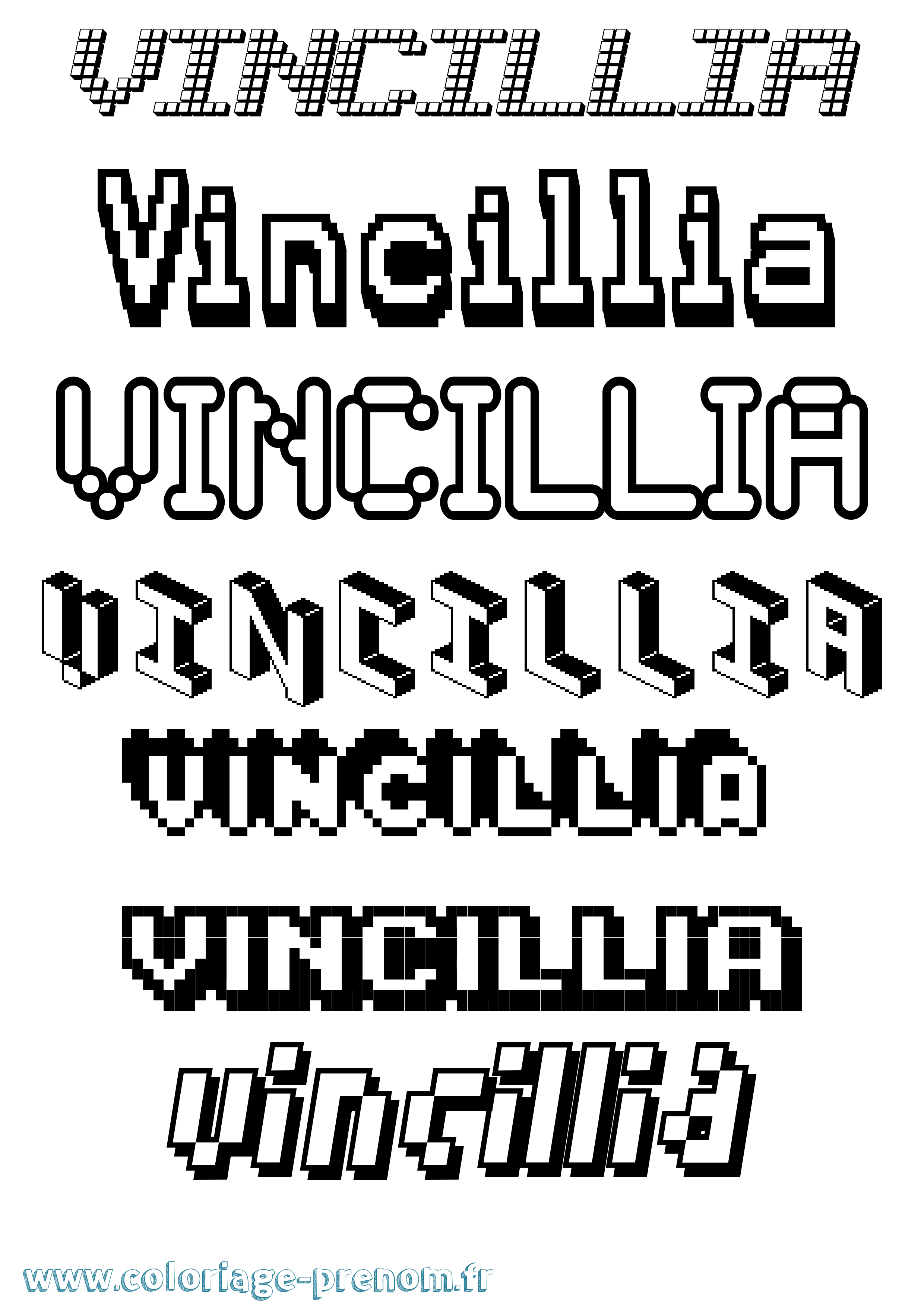 Coloriage Vincillia Pixel Coloriage prénom Vincillia Pixel