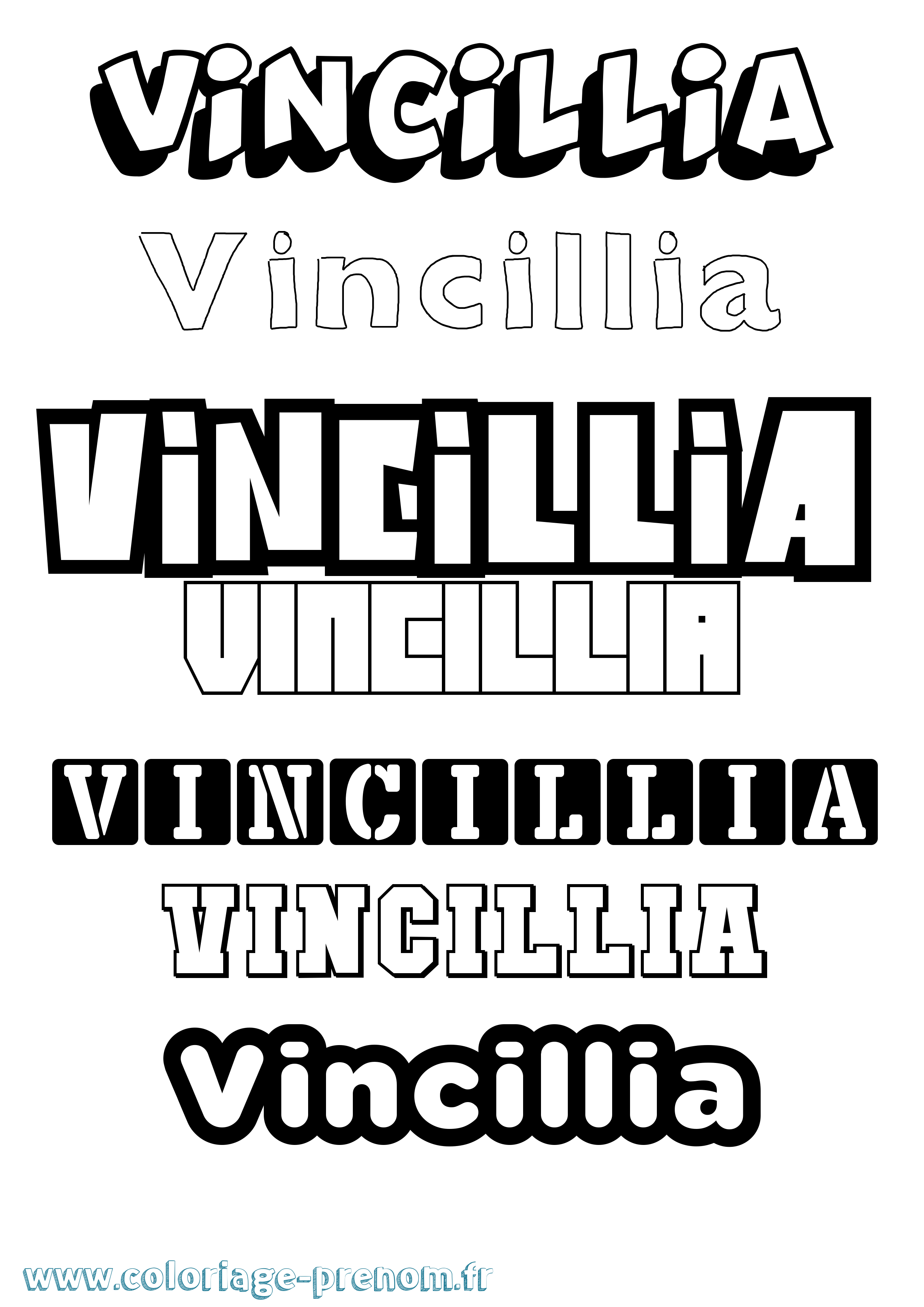 Coloriage Vincillia Simple Coloriage prénom Vincillia Simple