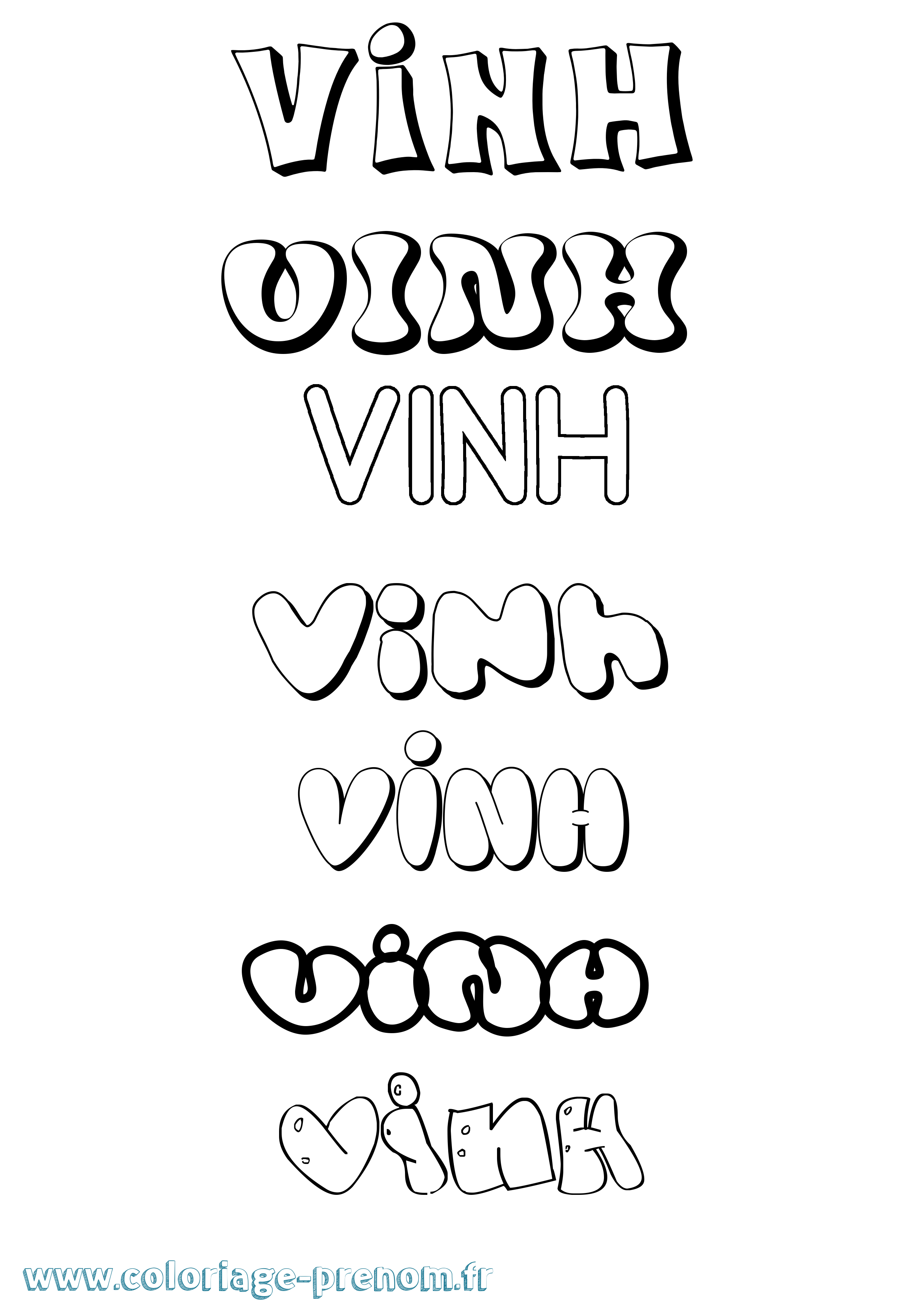 Coloriage Vinh Bubble Coloriage prénom Vinh Bubble