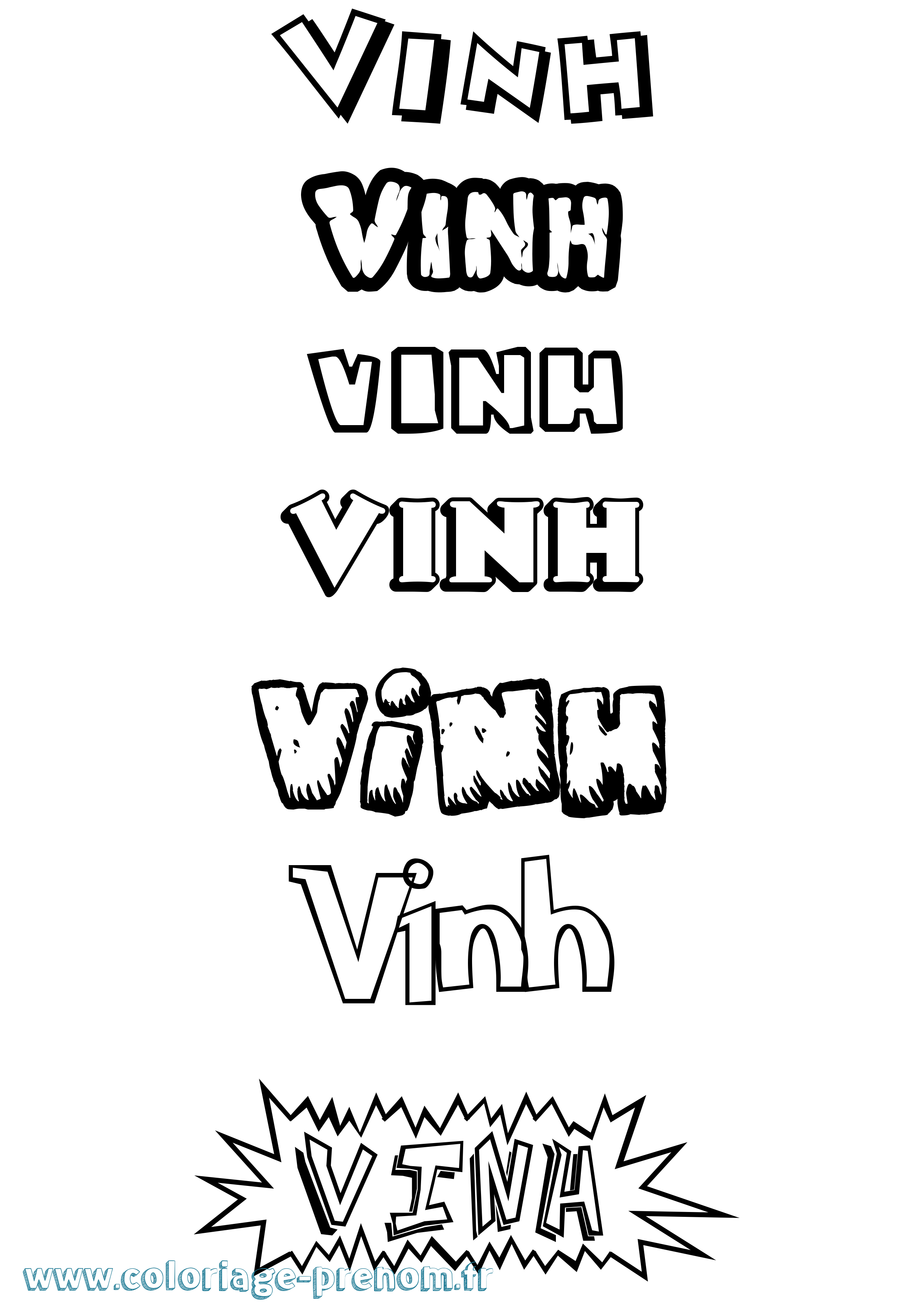 Coloriage Vinh Dessin Animé Coloriage prénom Vinh Dessin Animé
