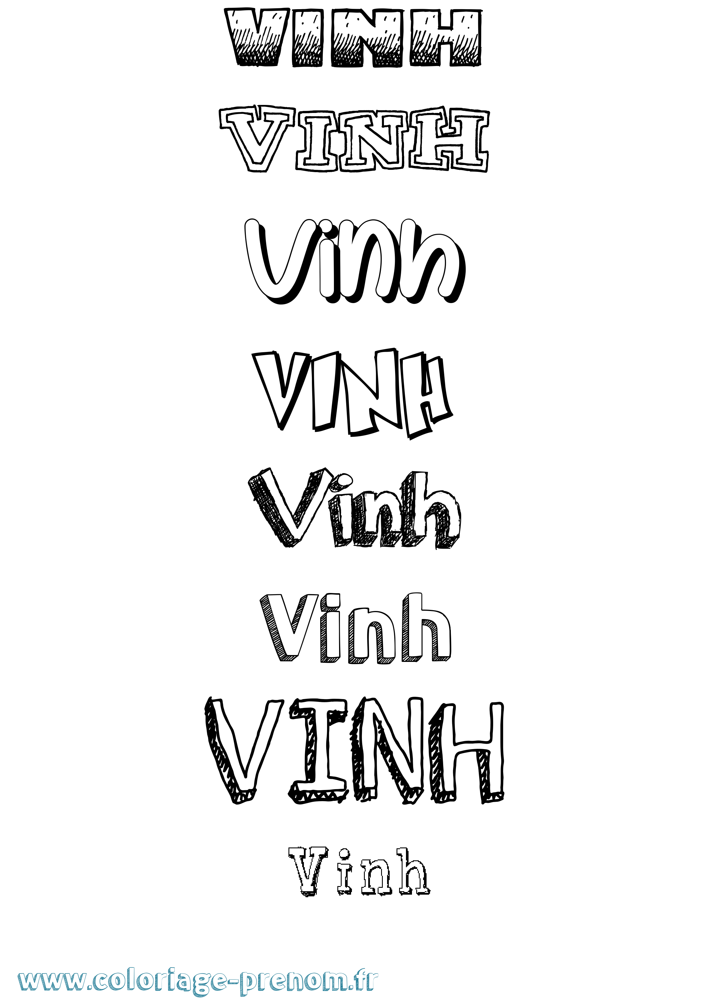 Coloriage Vinh Dessiné Coloriage prénom Vinh Dessiné