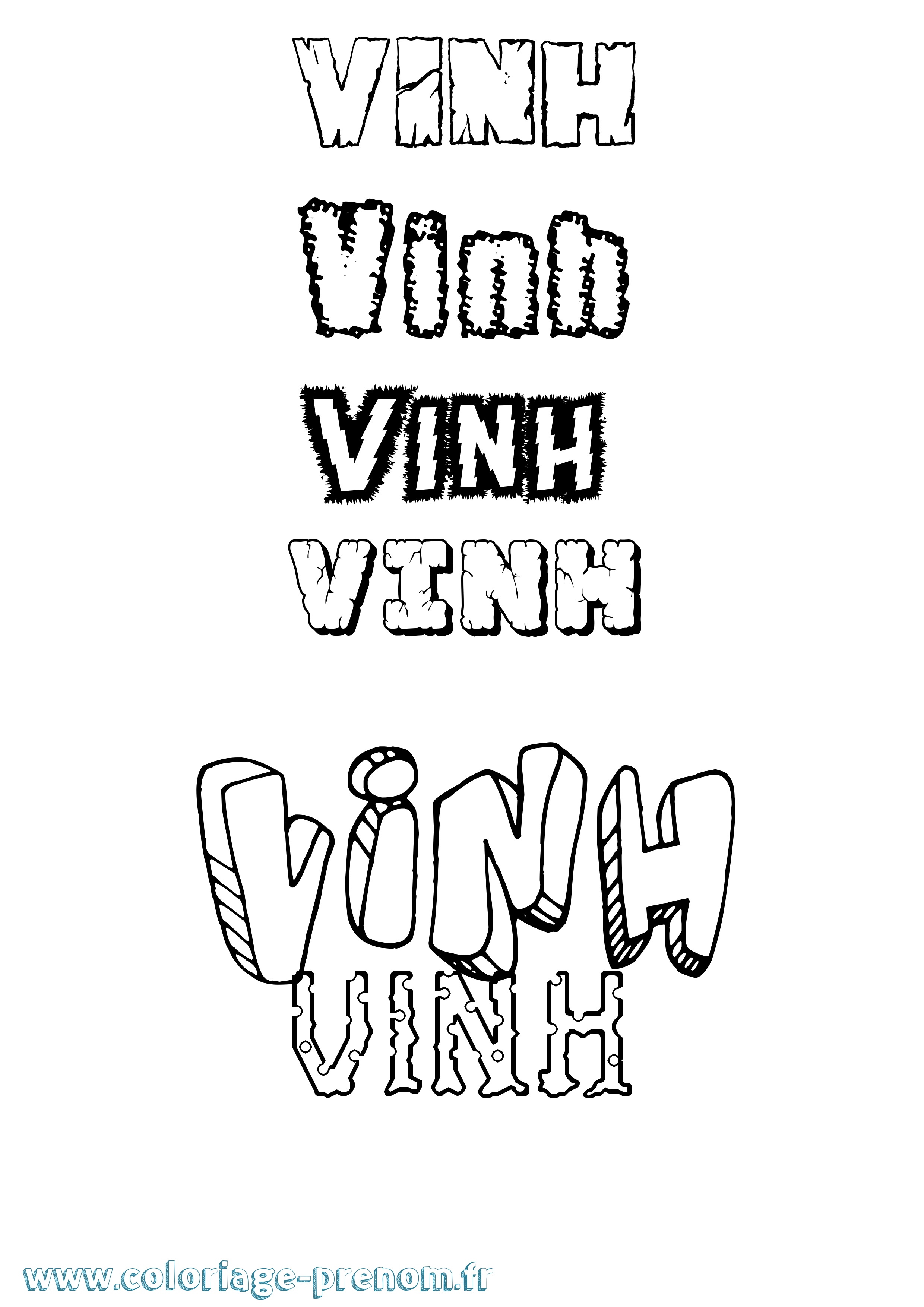 Coloriage Vinh Destructuré Coloriage prénom Vinh Destructuré