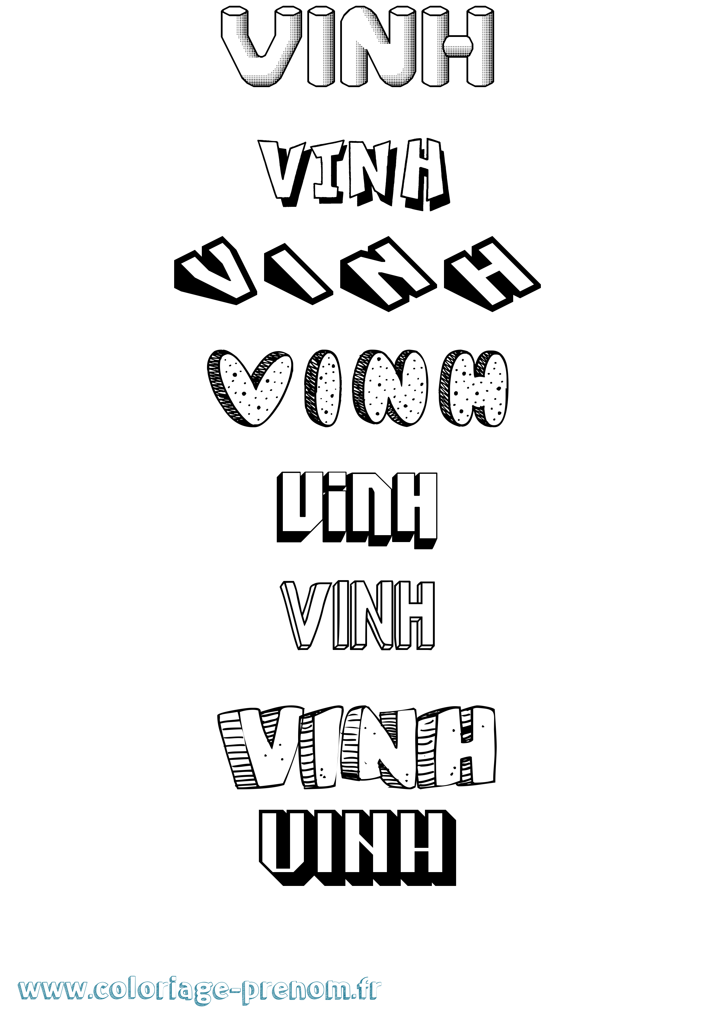 Coloriage Vinh Effet 3D Coloriage prénom Vinh Effet 3D