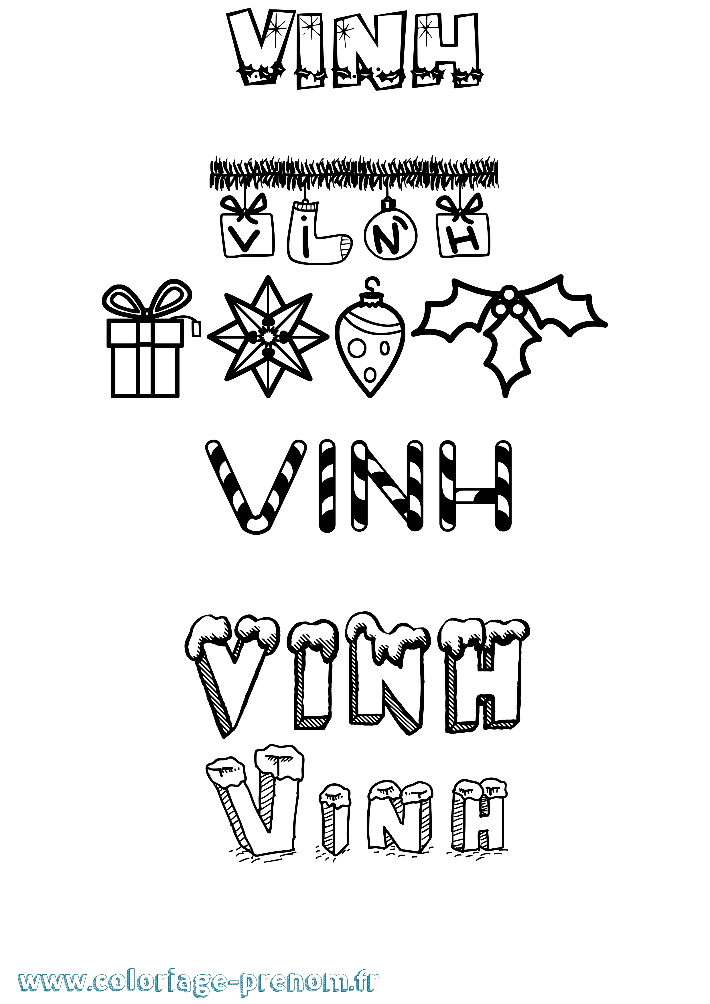 Coloriage Vinh Noël Coloriage prénom Vinh Noël