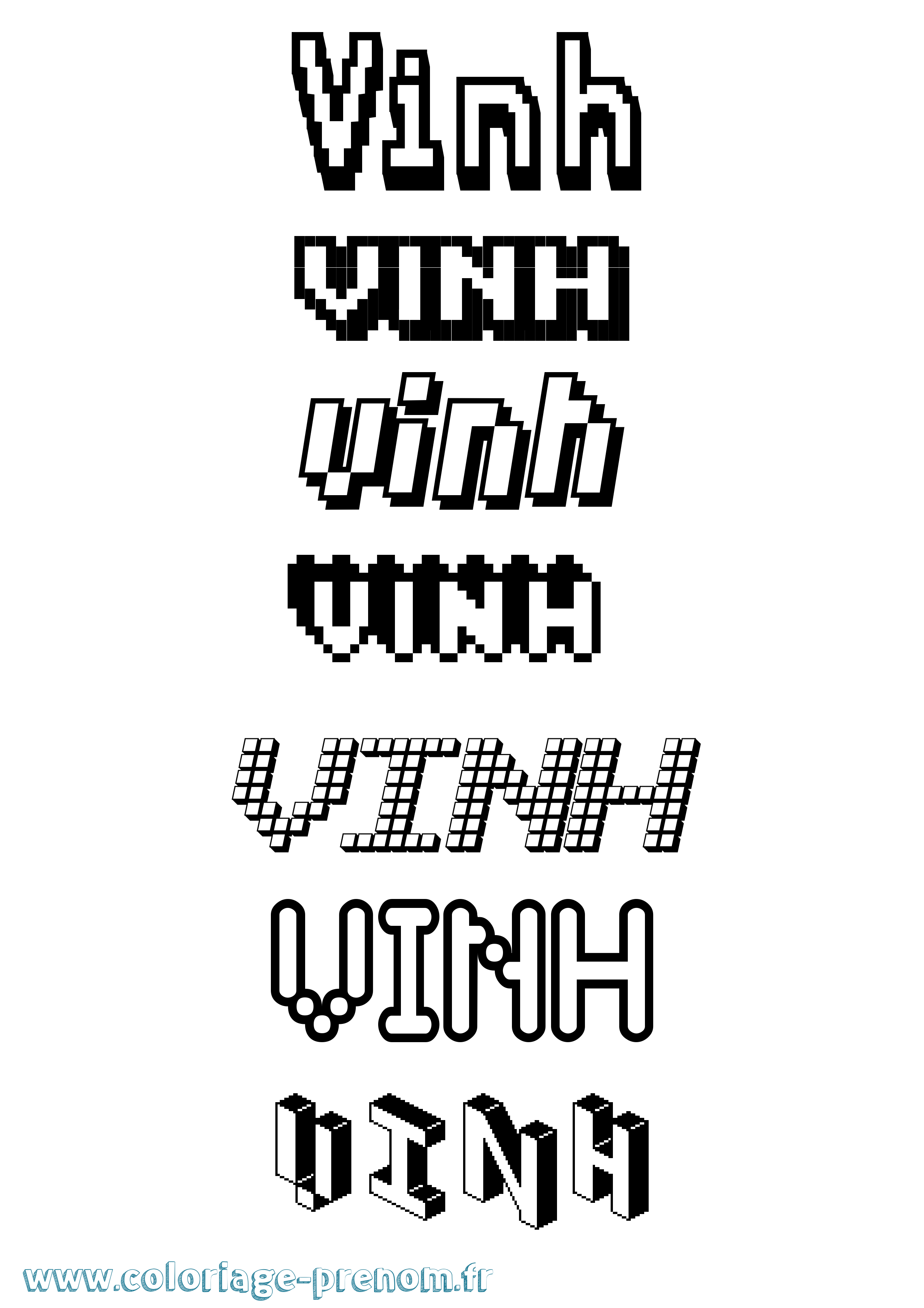 Coloriage Vinh Pixel Coloriage prénom Vinh Pixel