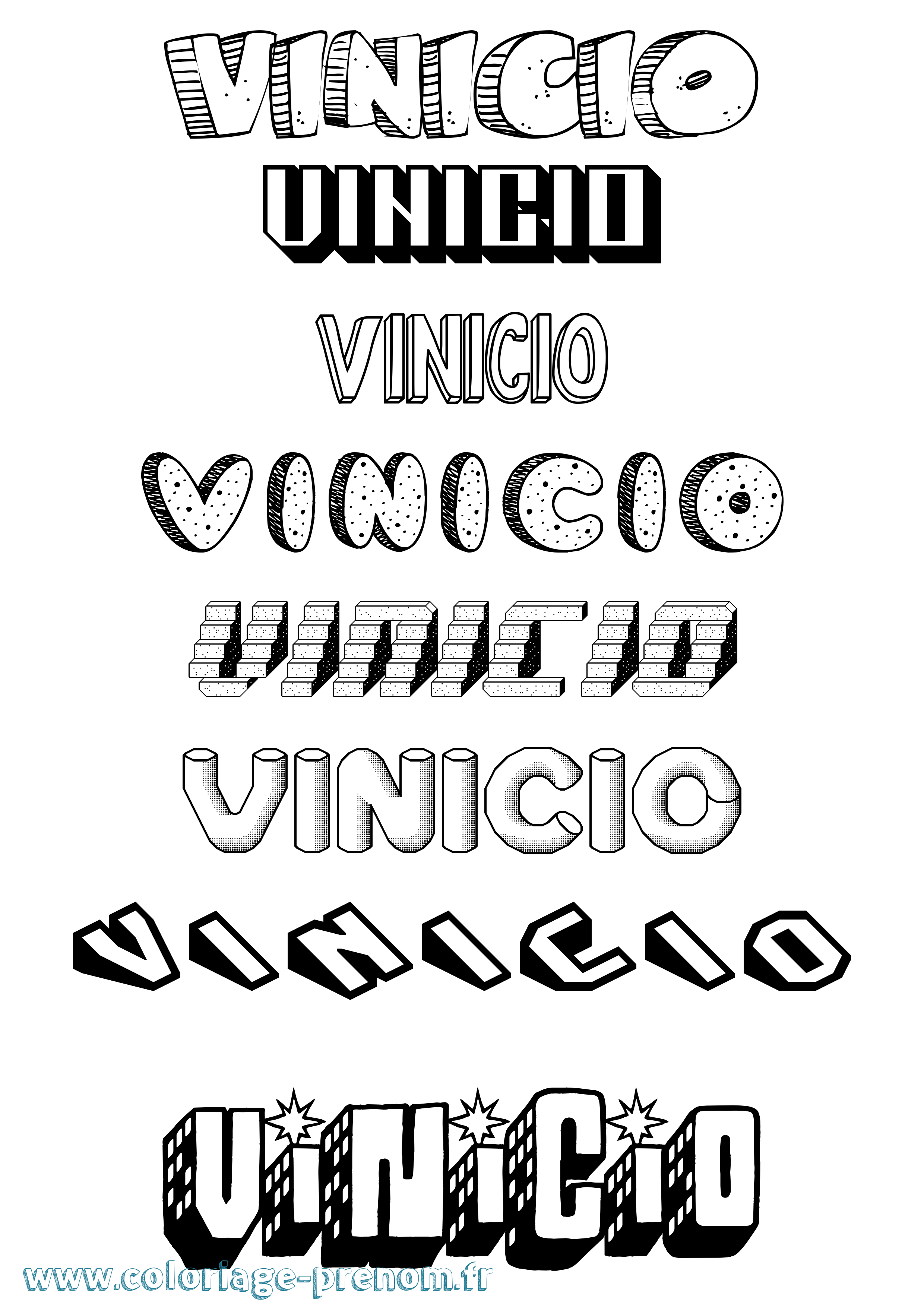 Coloriage Vinicio Effet 3D Coloriage prénom Vinicio Effet 3D