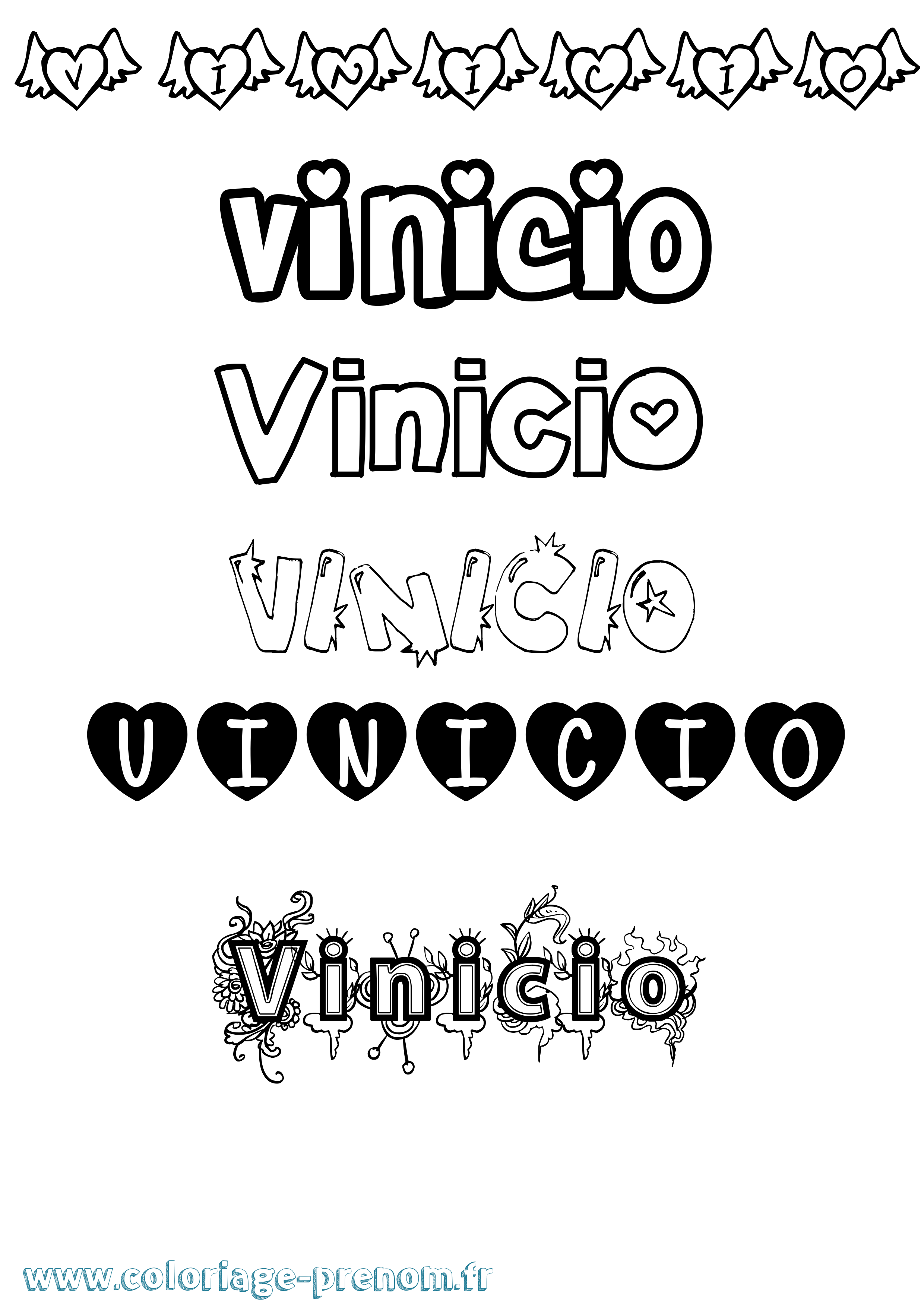 Coloriage Vinicio Girly Coloriage prénom Vinicio Girly