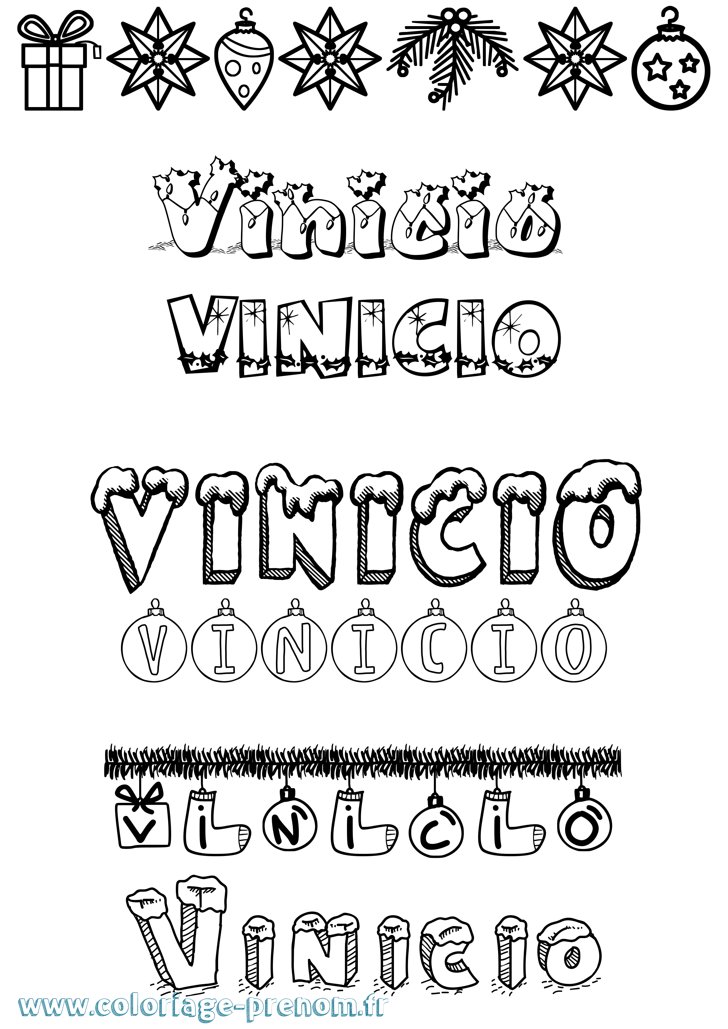 Coloriage Vinicio Noël Coloriage prénom Vinicio Noël