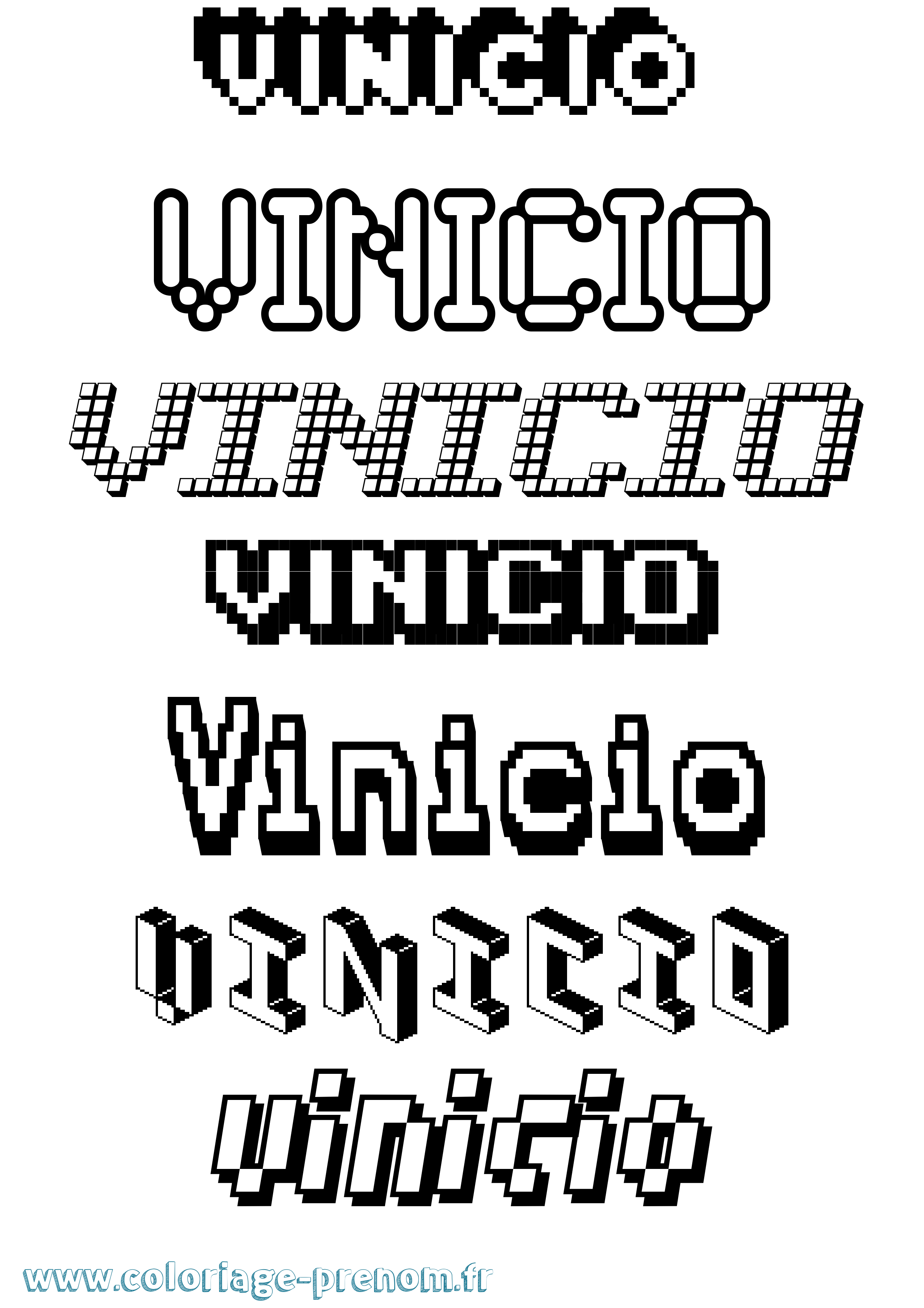 Coloriage Vinicio Pixel Coloriage prénom Vinicio Pixel
