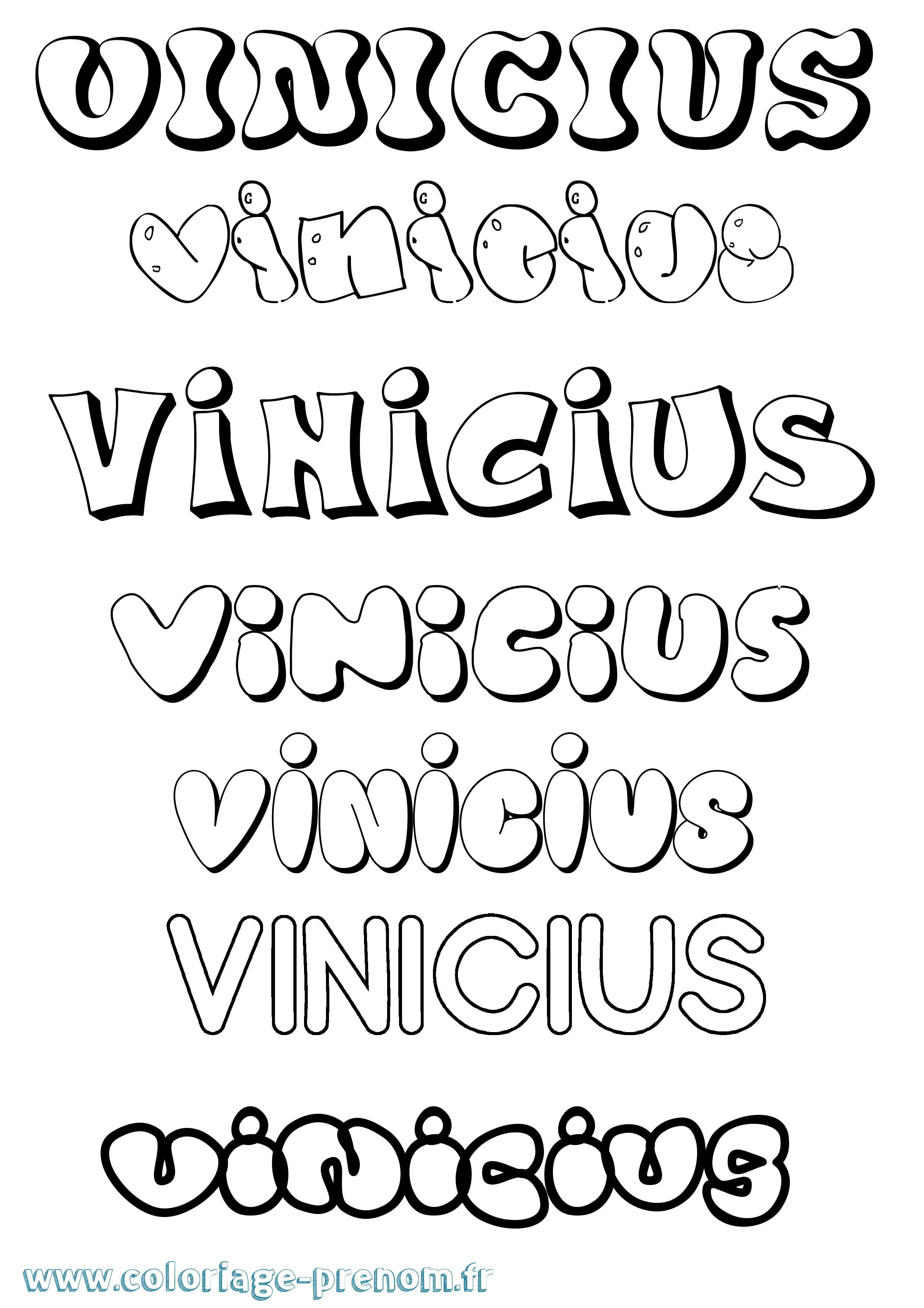 Coloriage Vinicius Bubble Coloriage prénom Vinicius Bubble
