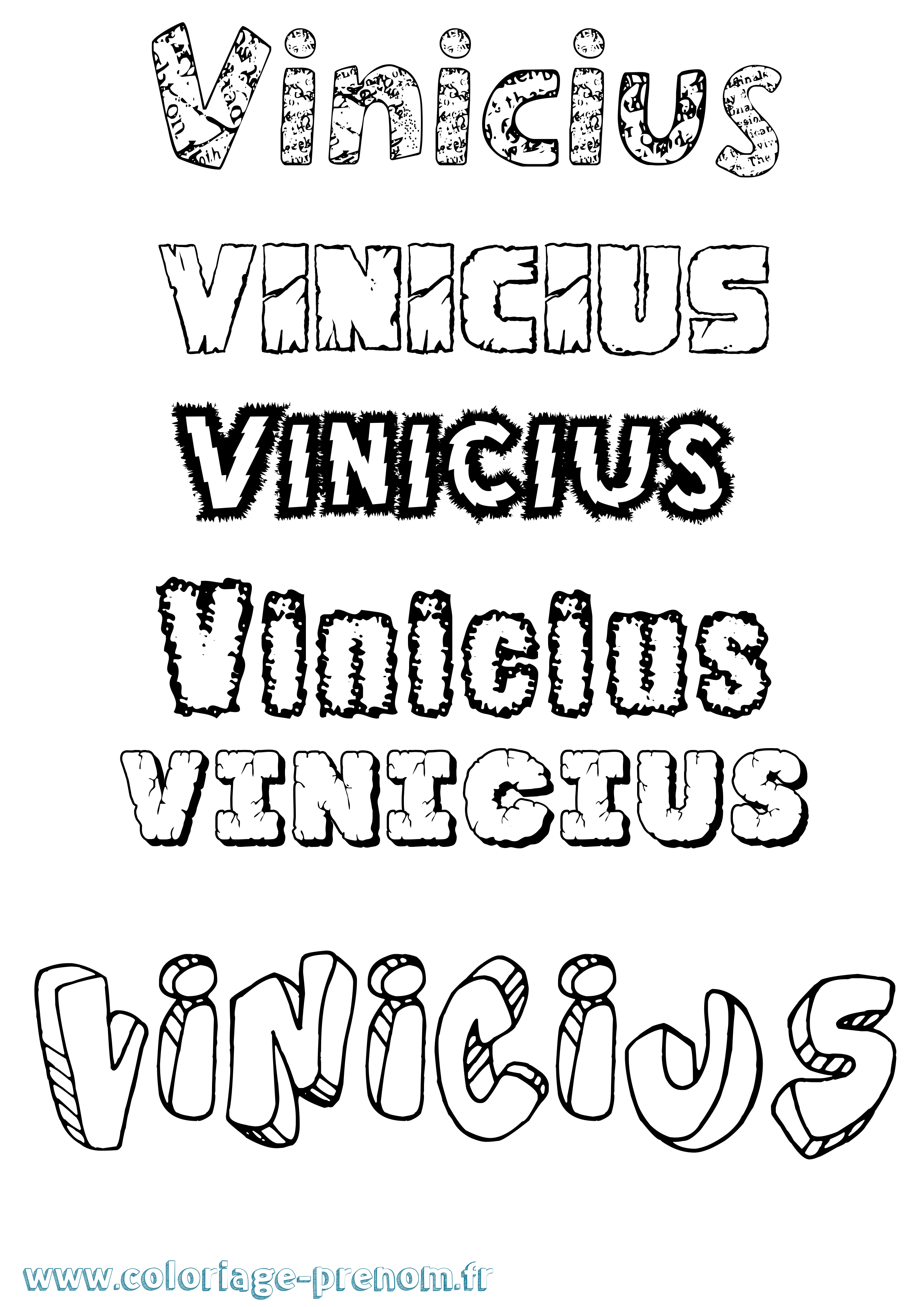 Coloriage Vinicius Destructuré Coloriage prénom Vinicius Destructuré