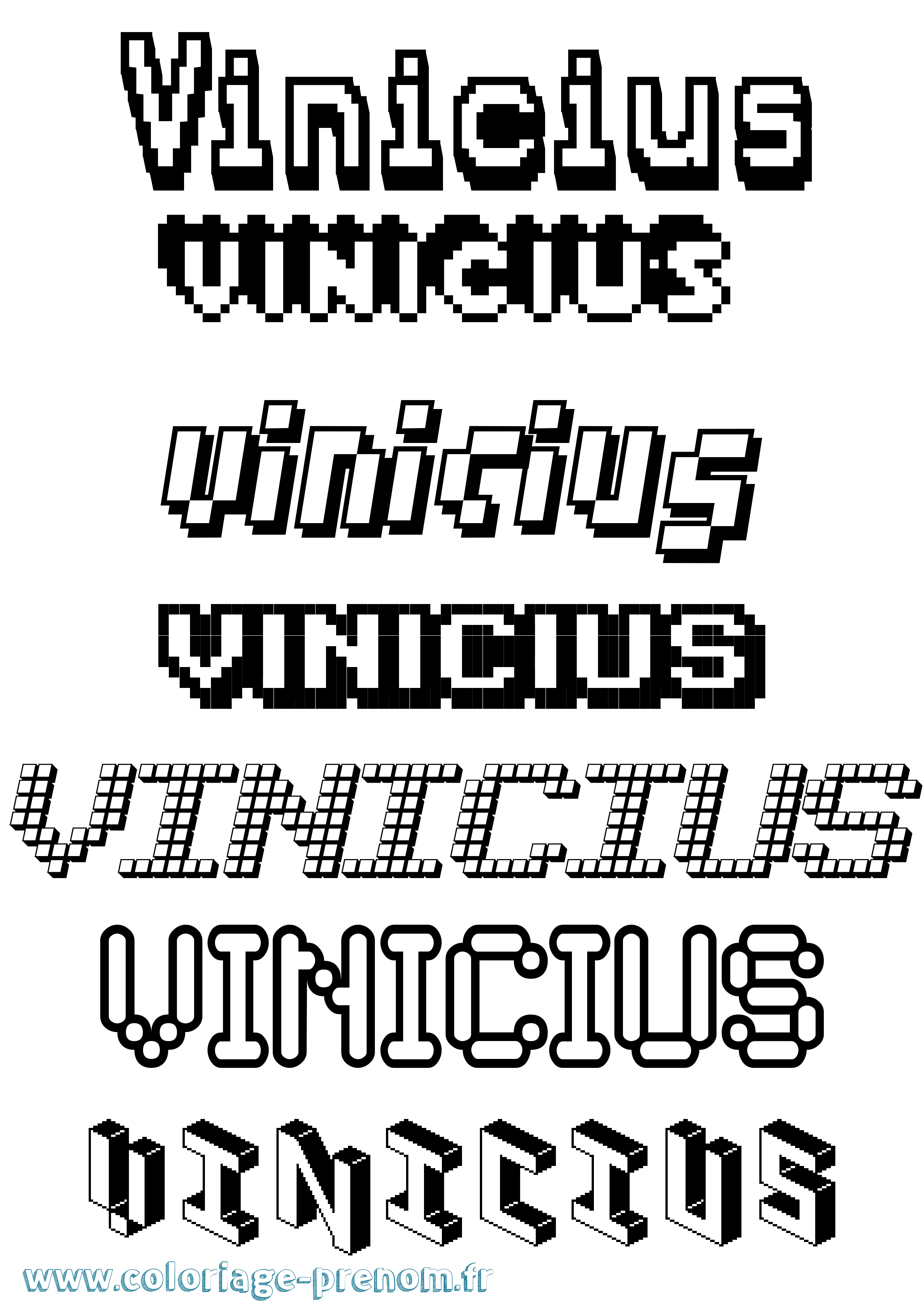 Coloriage Vinicius Pixel Coloriage prénom Vinicius Pixel