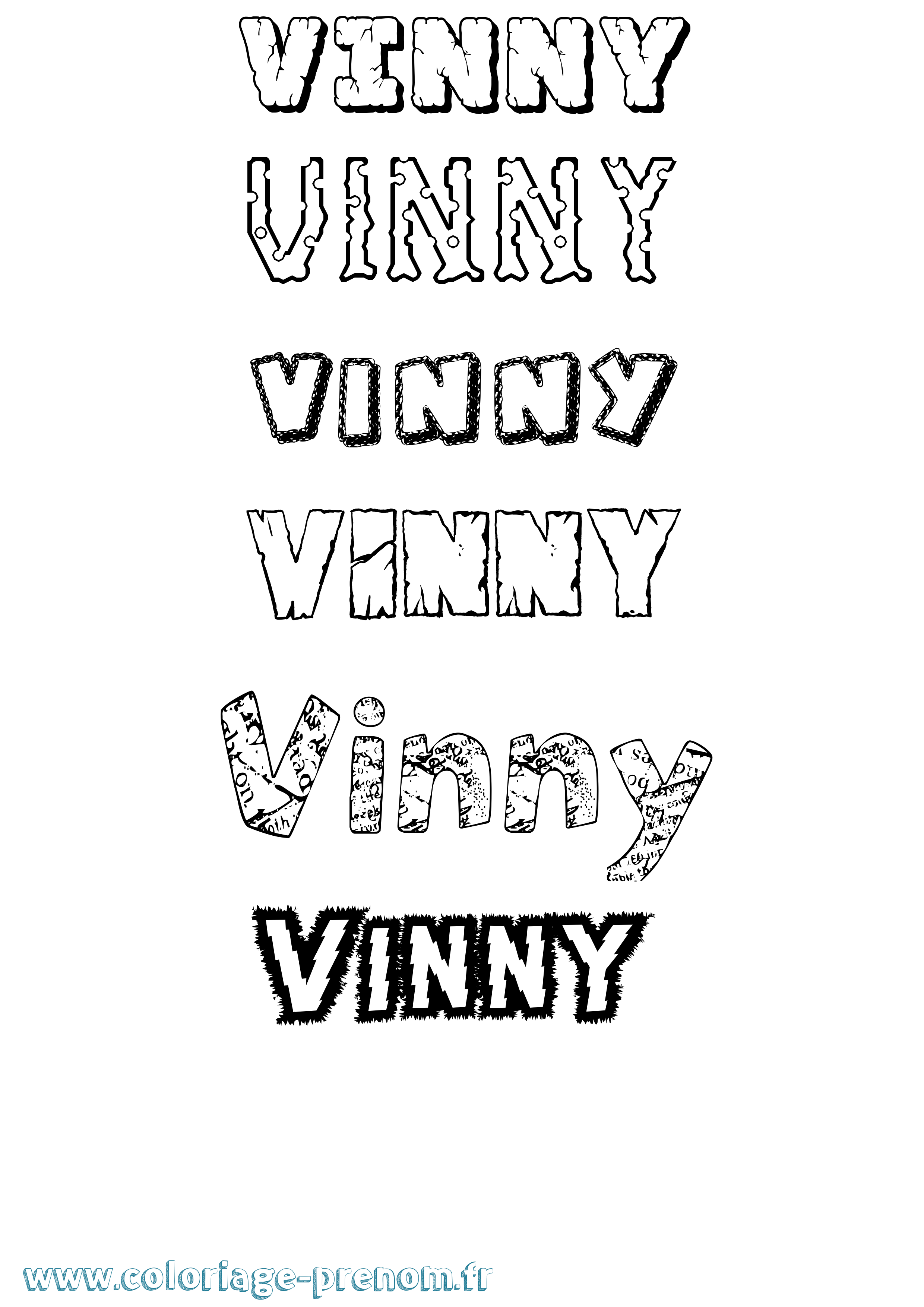 Coloriage Vinny Destructuré Coloriage prénom Vinny Destructuré