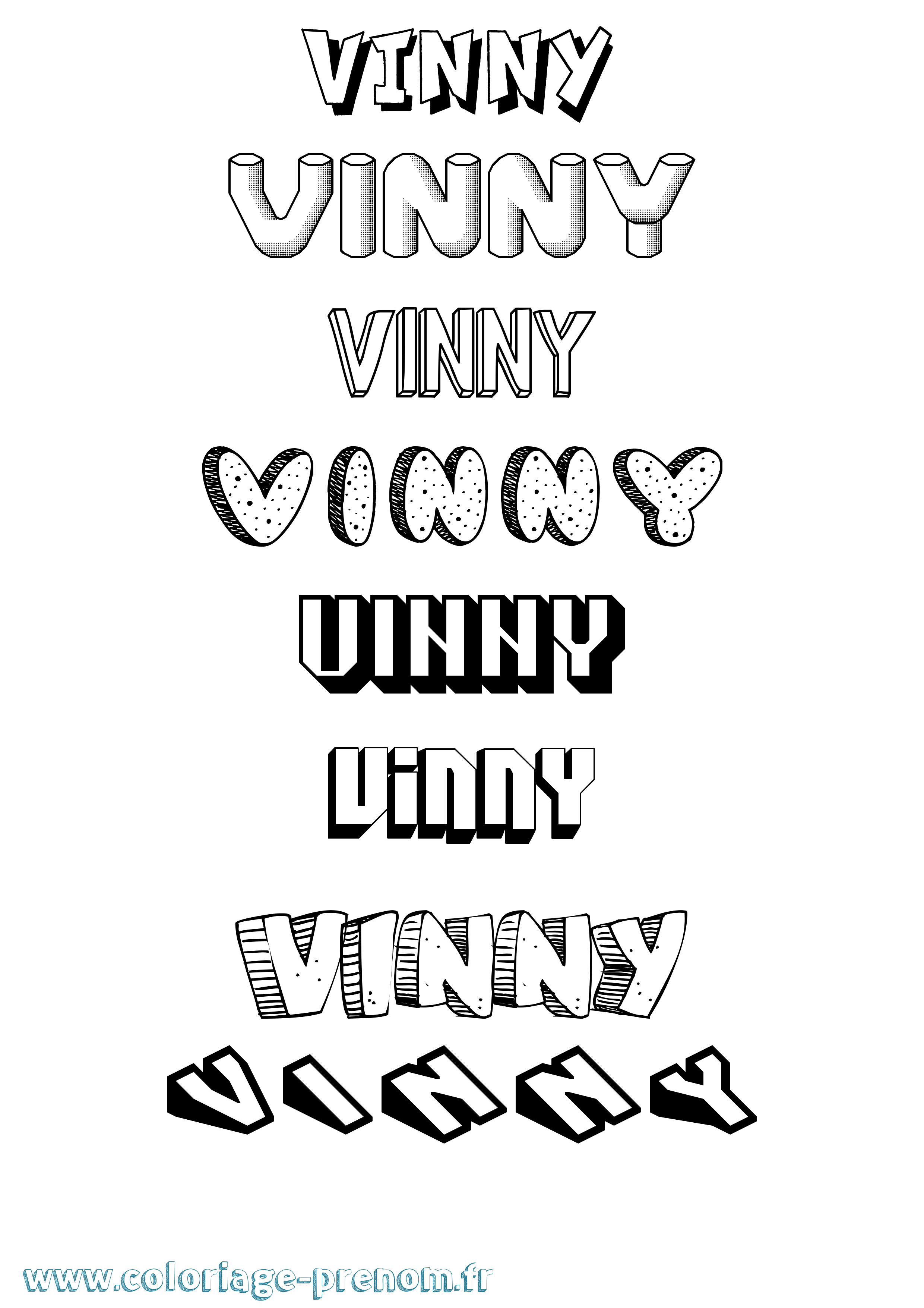 Coloriage Vinny Effet 3D Coloriage prénom Vinny Effet 3D
