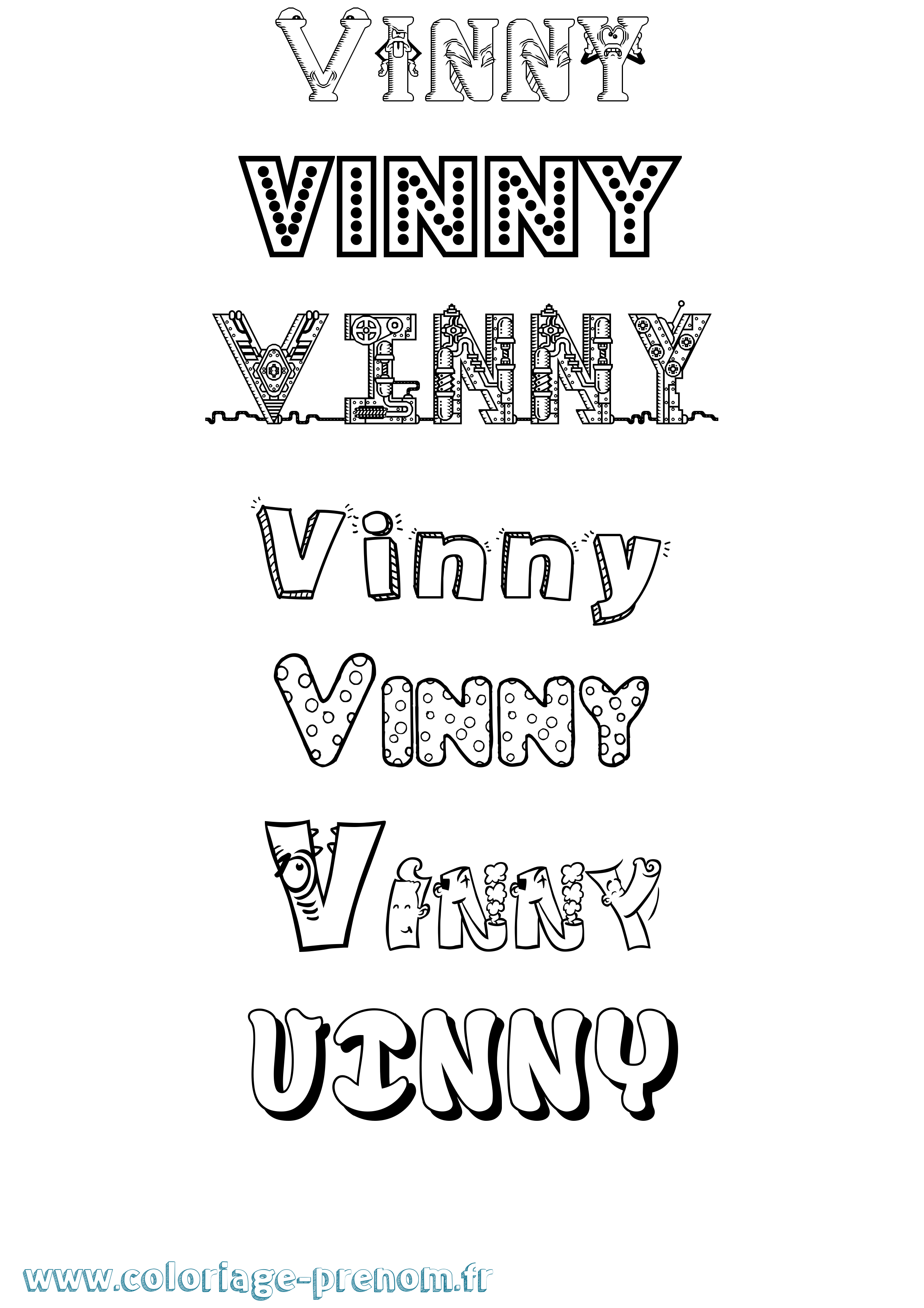 Coloriage Vinny Fun Coloriage prénom Vinny Fun