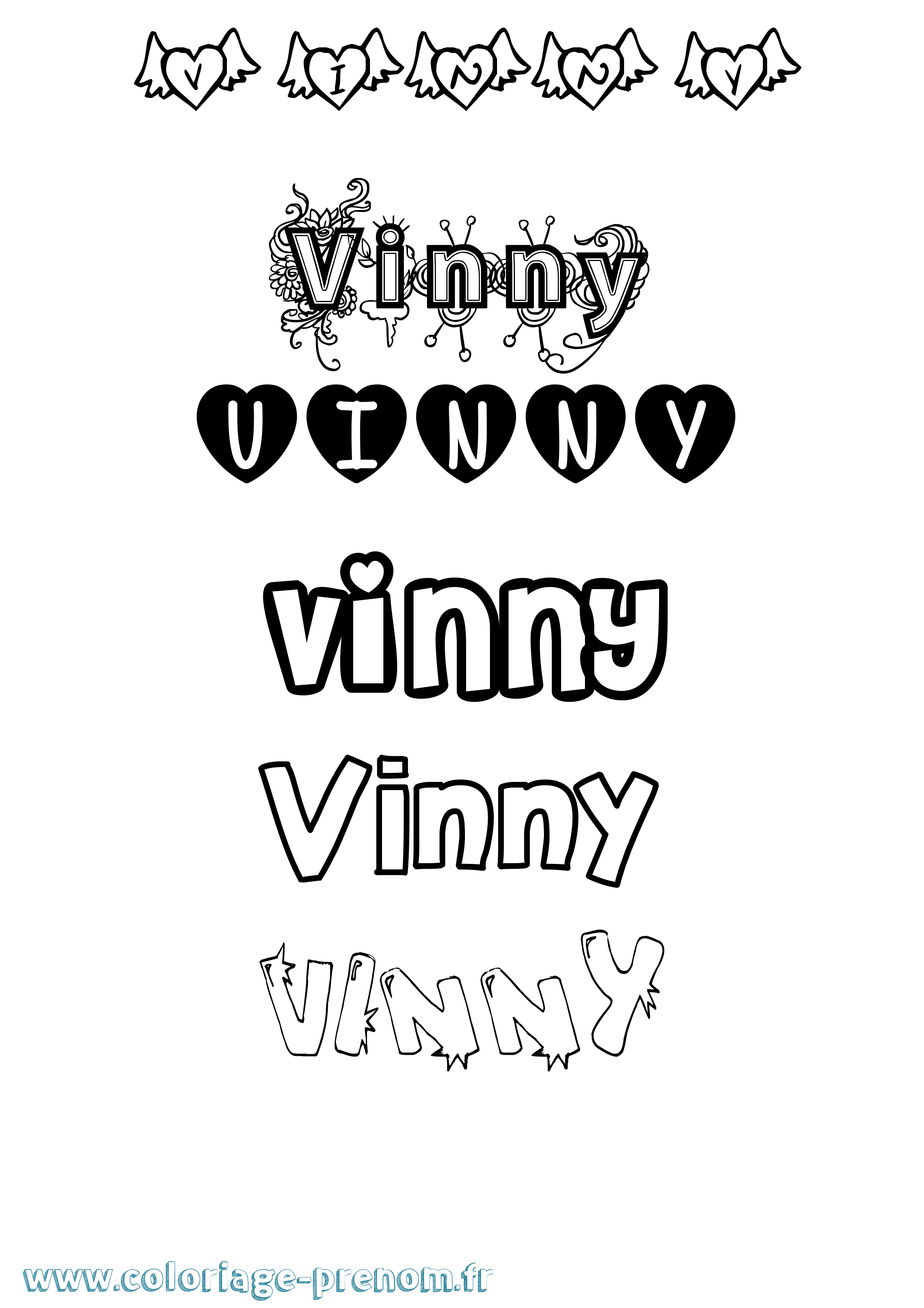Coloriage Vinny Girly Coloriage prénom Vinny Girly