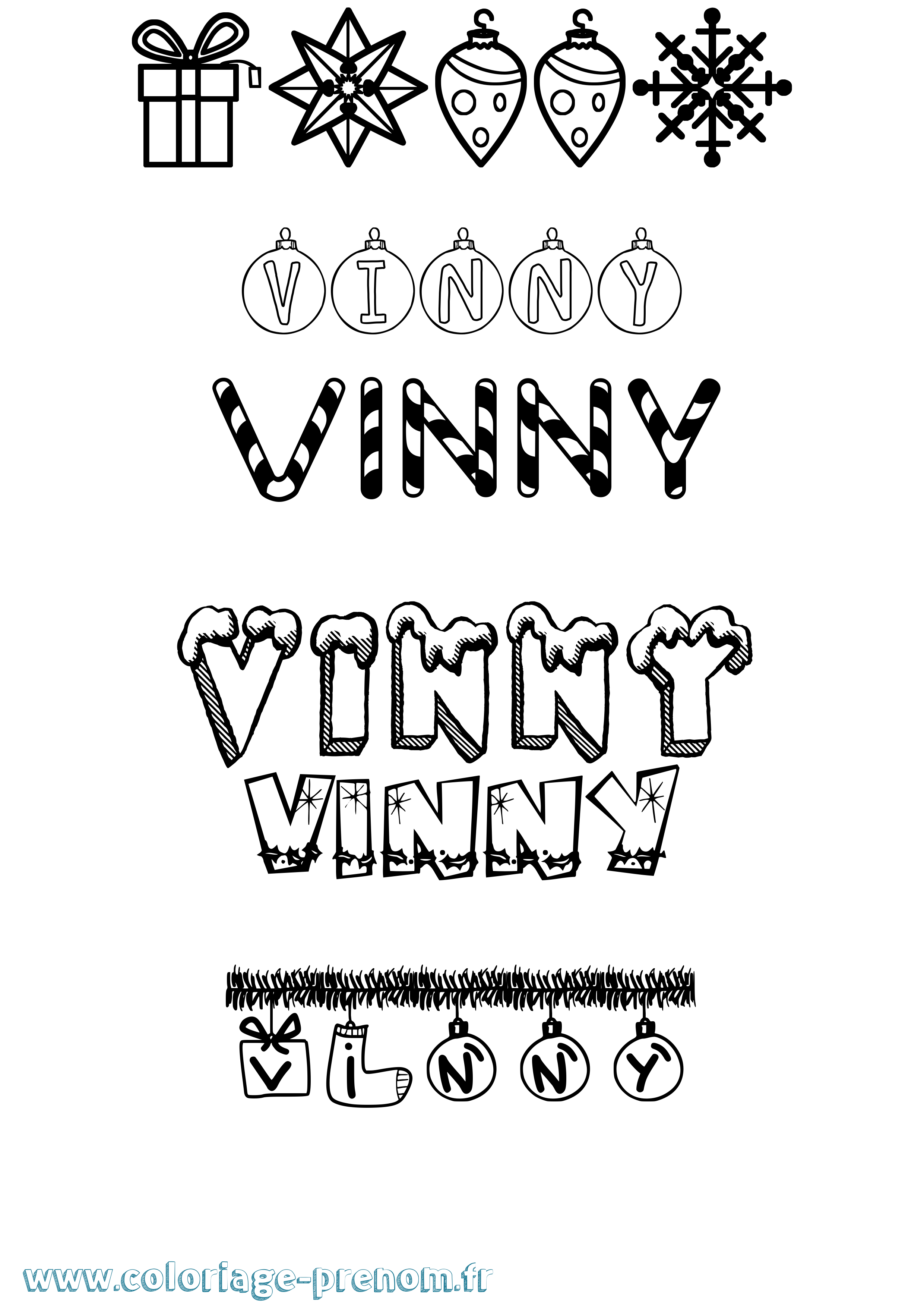 Coloriage Vinny Noël Coloriage prénom Vinny Noël
