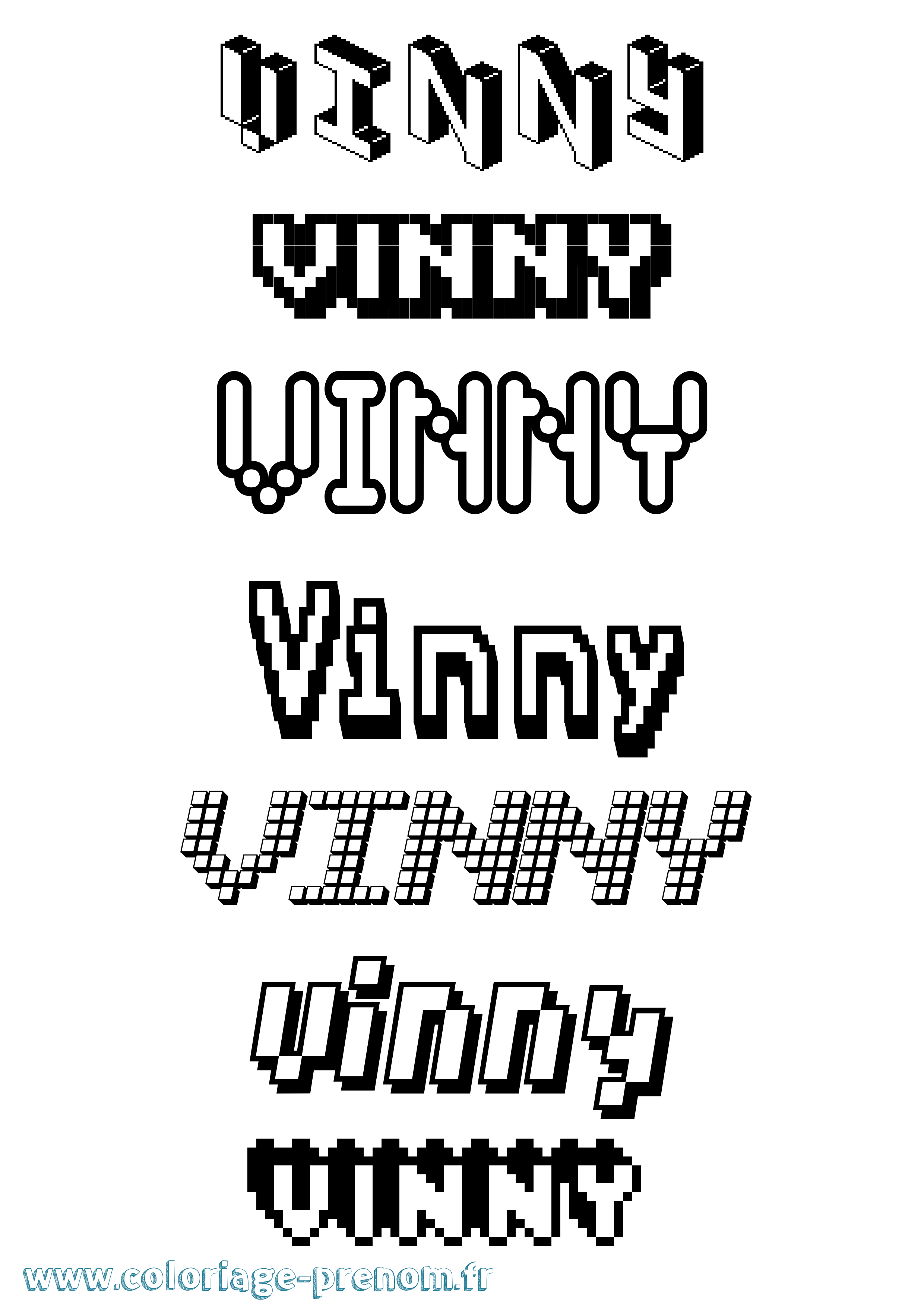 Coloriage Vinny Pixel Coloriage prénom Vinny Pixel