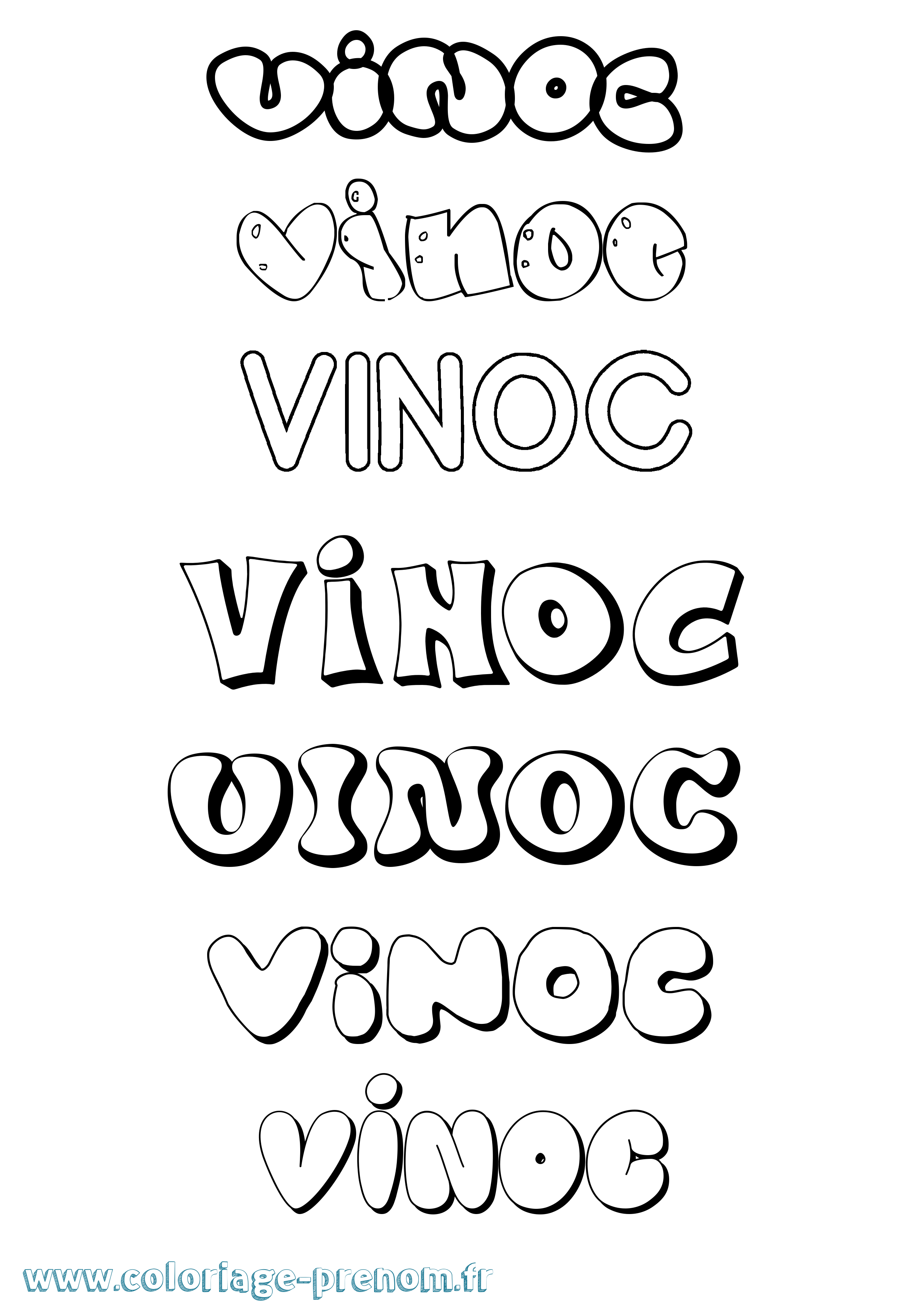 Coloriage Vinoc Bubble Coloriage prénom Vinoc Bubble